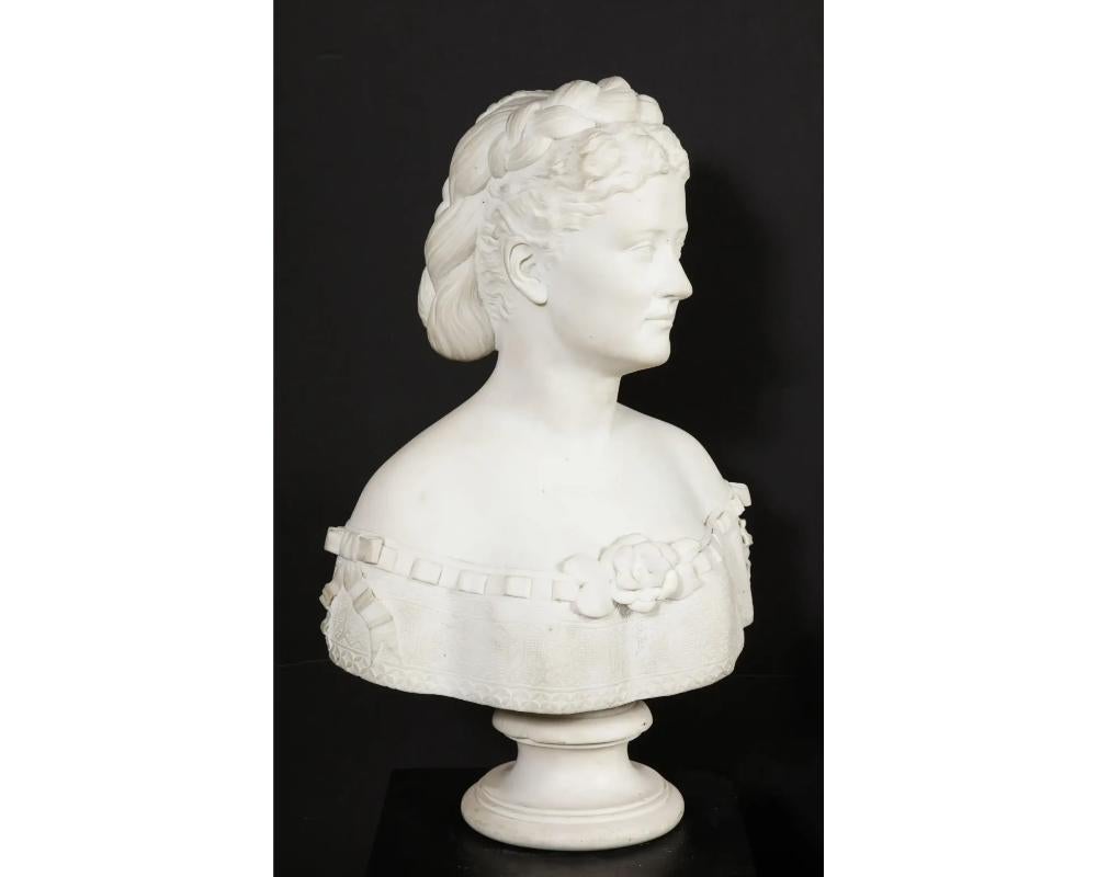 Thomas Ridgeway Gould, a Rare American White Marble Bust of a Woman For Sale 14