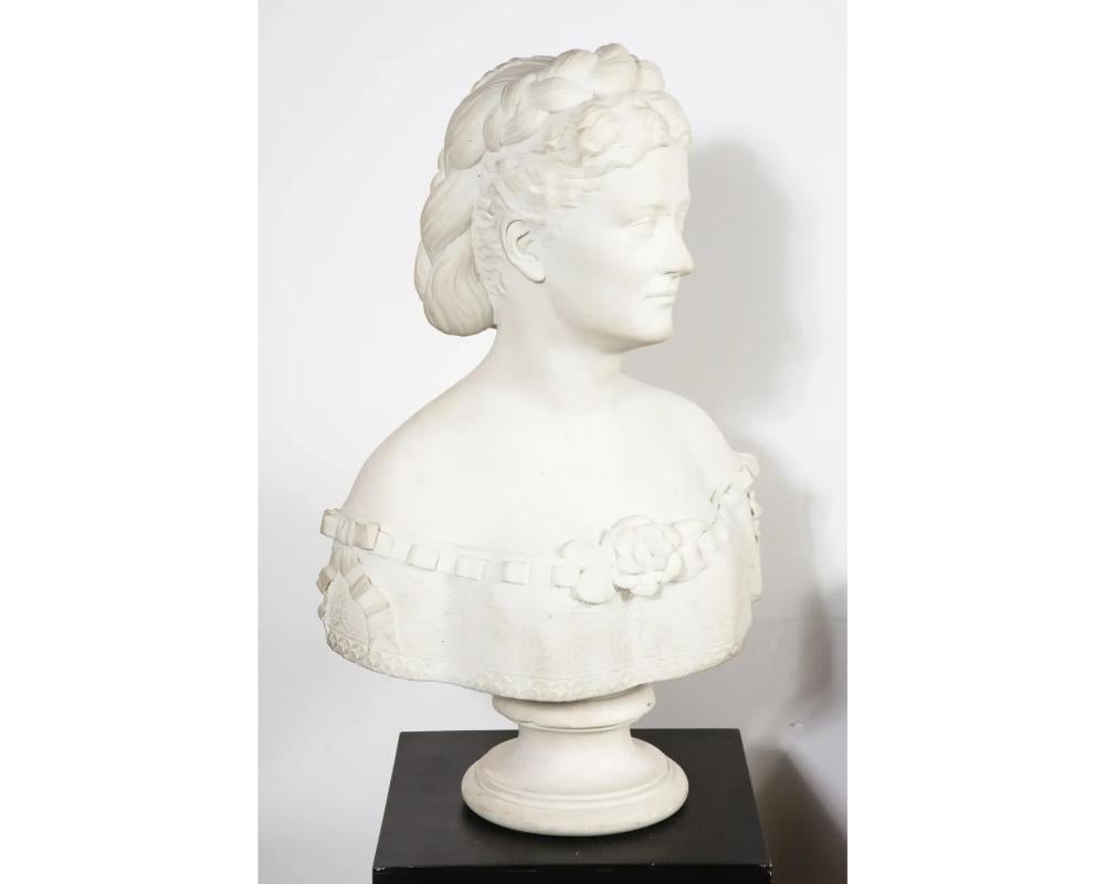 French Thomas Ridgeway Gould, a Rare American White Marble Bust of a Woman For Sale