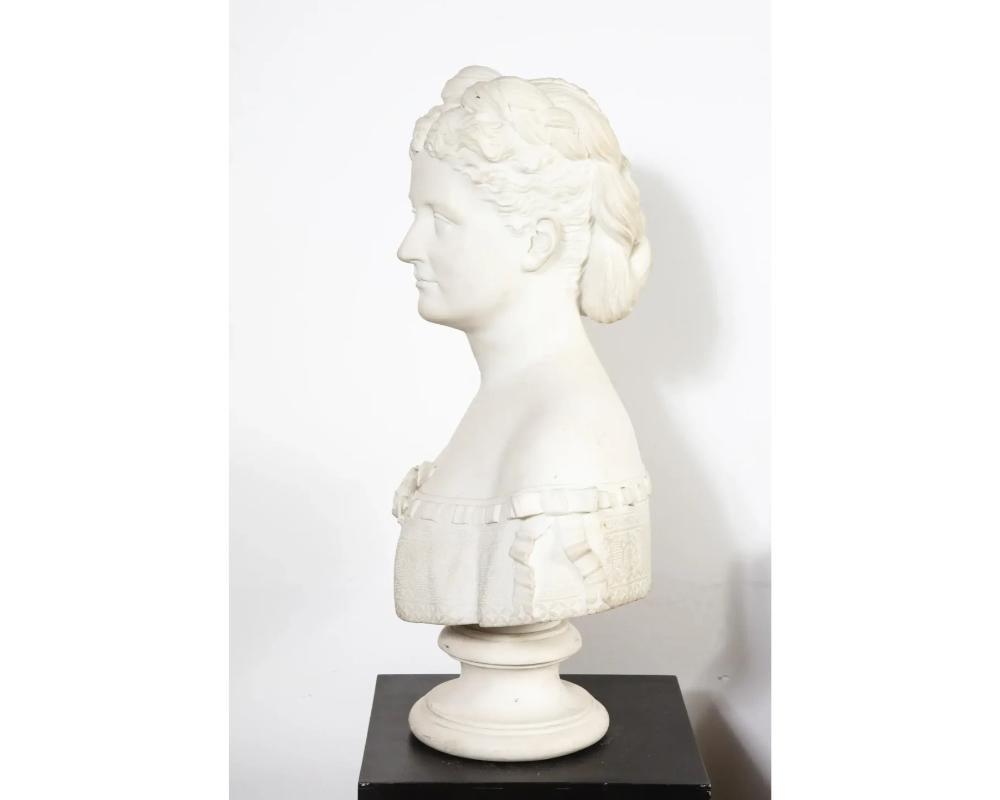 Thomas Ridgeway Gould, a Rare American White Marble Bust of a Woman In Good Condition For Sale In New York, NY