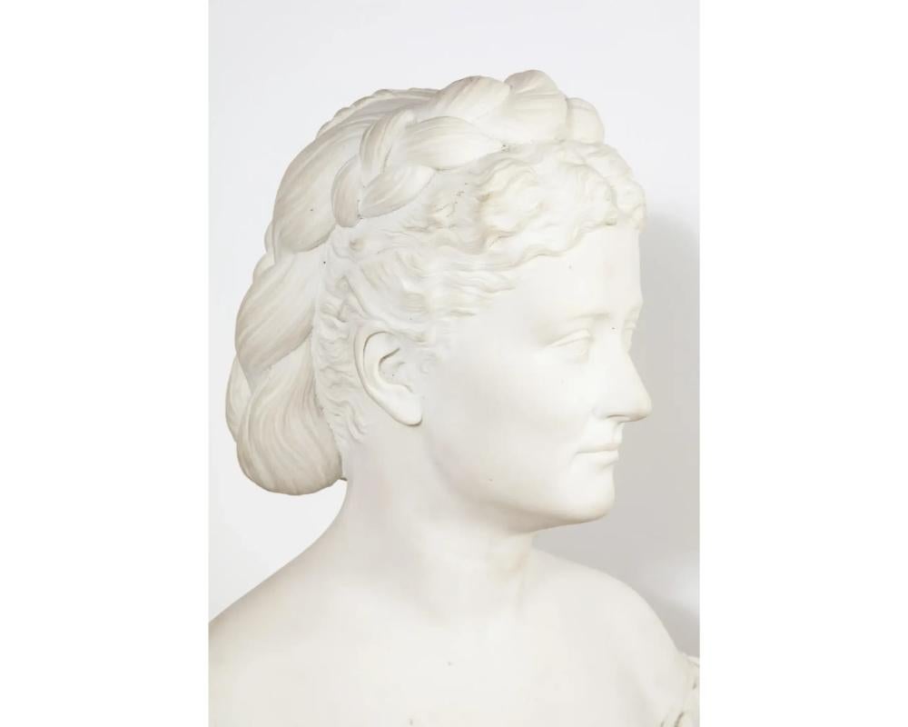 Thomas Ridgeway Gould, a Rare American White Marble Bust of a Woman For Sale 3