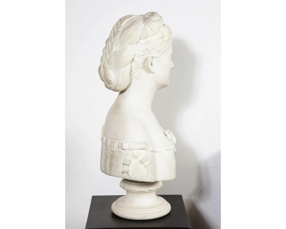Thomas Ridgeway Gould, a Rare American White Marble Bust of a Woman For Sale 4