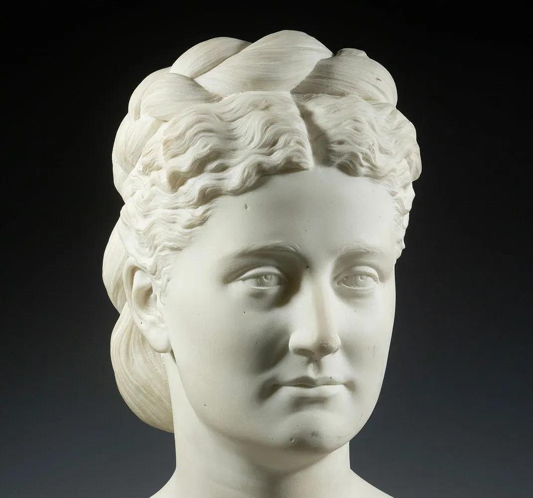 Italiano Thomas Ridgeway Gould (Boston/Firenze, 1818-1881) Busto in marmo vittoriano di una donna in vendita