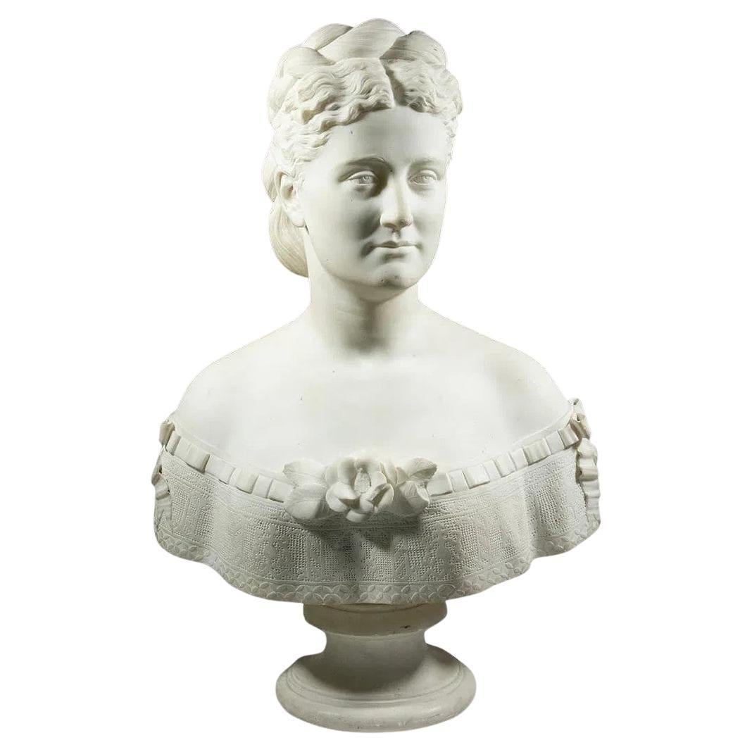 Thomas Ridgeway Gould (Boston/Firenze, 1818-1881) Busto in marmo vittoriano di una donna in vendita
