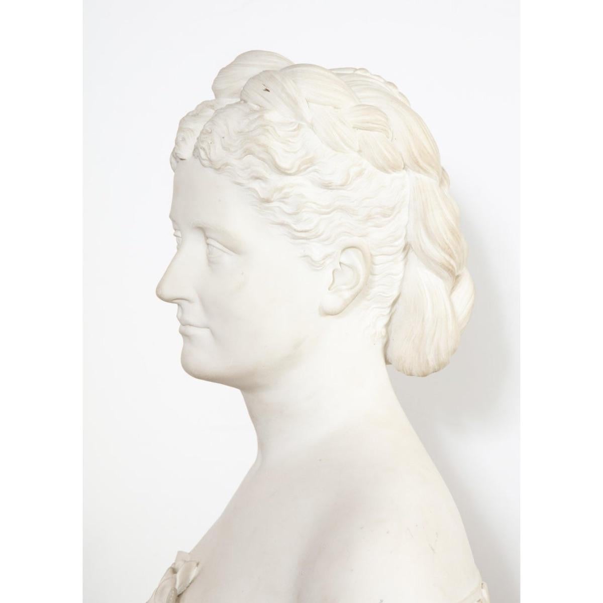 Thomas Ridgeway Gould, a Rare American White Marble Bust of a Woman For Sale 6