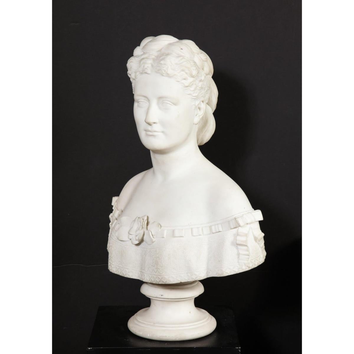 Thomas Ridgeway Gould, a Rare American White Marble Bust of a Woman For Sale 8