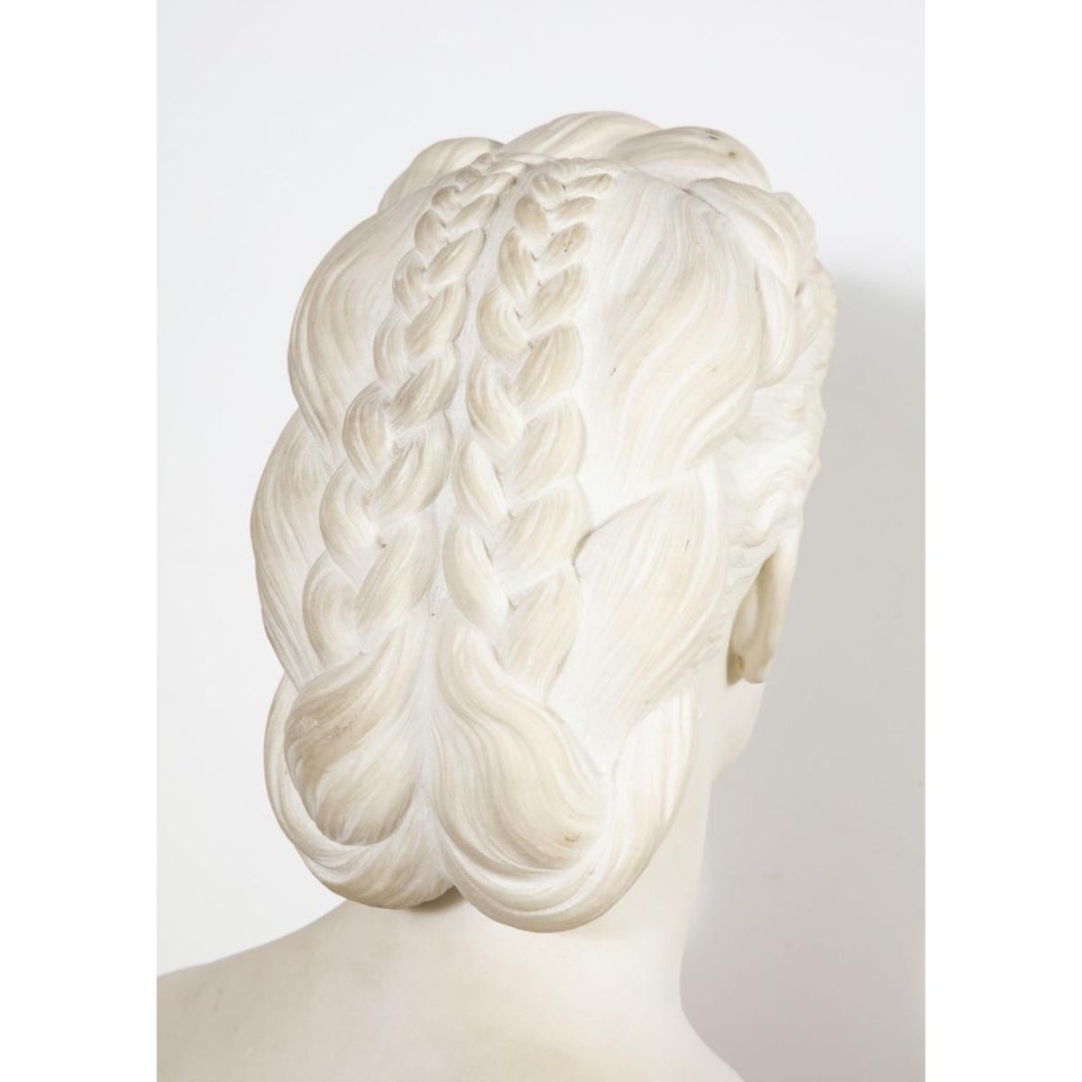 Thomas Ridgeway Gould, a Rare American White Marble Bust of a Woman For Sale 4