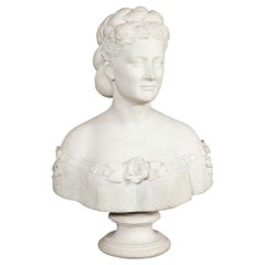 Antique Thomas Ridgeway Gould, a Rare American White Marble Bust of a Woman