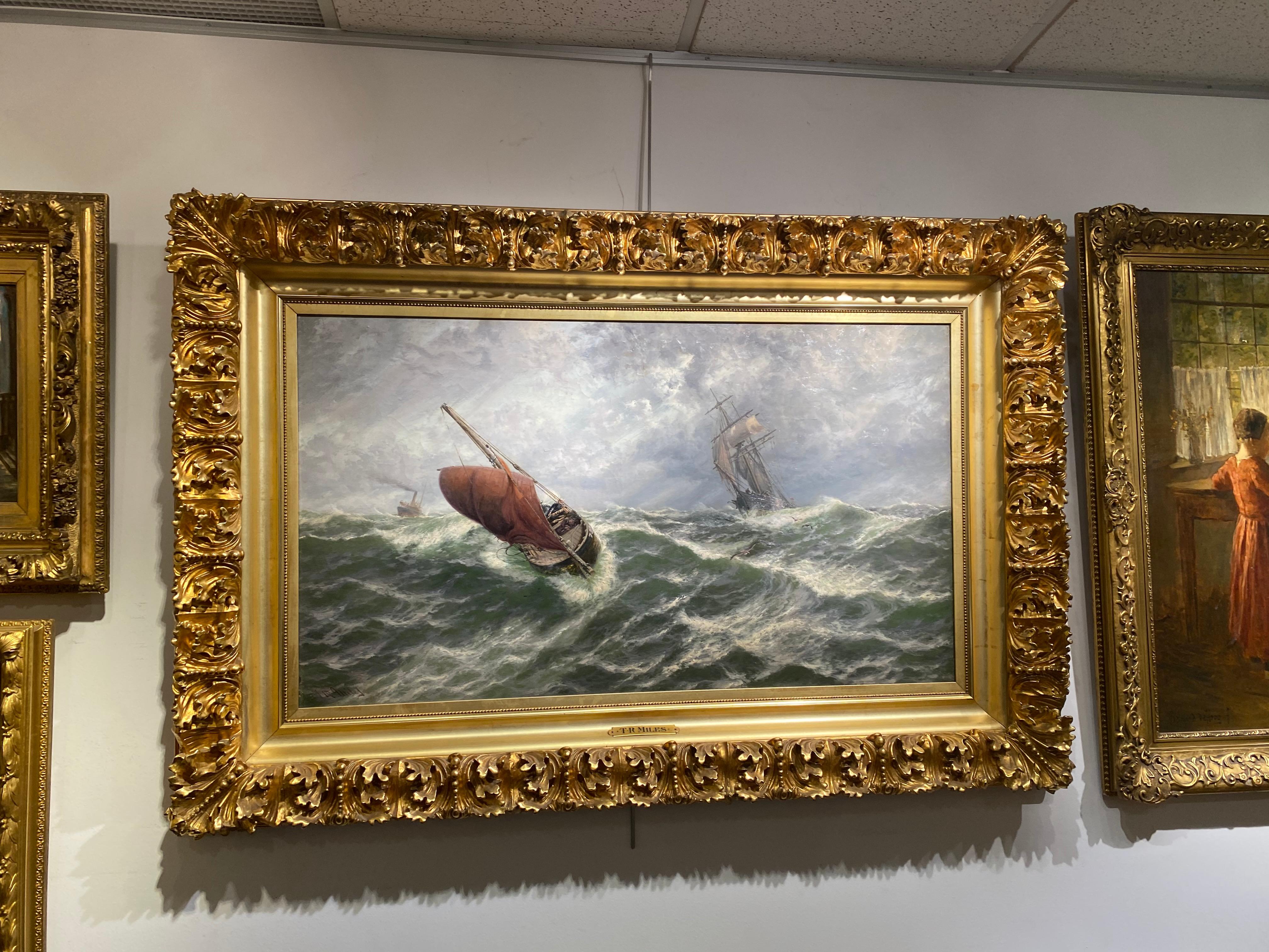 Approaching Storm mit weißen Kapuzen und High Sea (Impressionismus), Painting, von Thomas Rose Miles