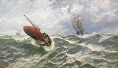 Antique Approaching Storm with White Caps and High Sea