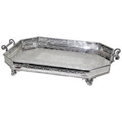 Thomas Ross Scotland Large Antique Victorian Silver Plated Gallery Serving Tray