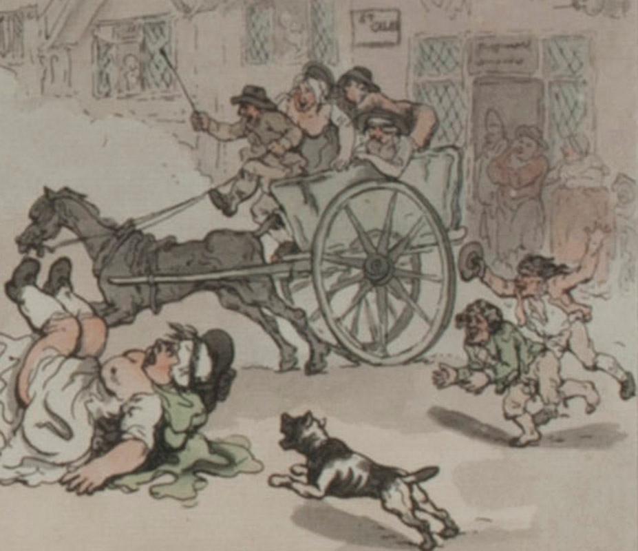 A Cart Race - Gray Figurative Print by Thomas Rowlandson