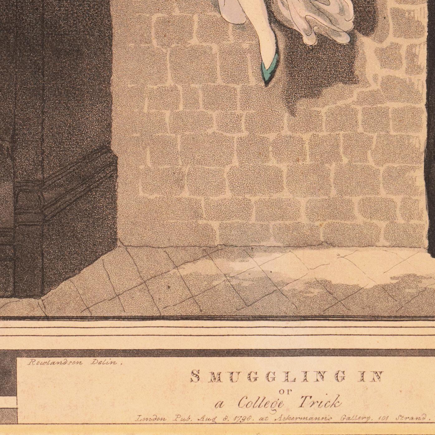 'A College Trick', English Satirist, London's Royal Academy, Comedic, Benezit - Brown Landscape Print by Thomas Rowlandson