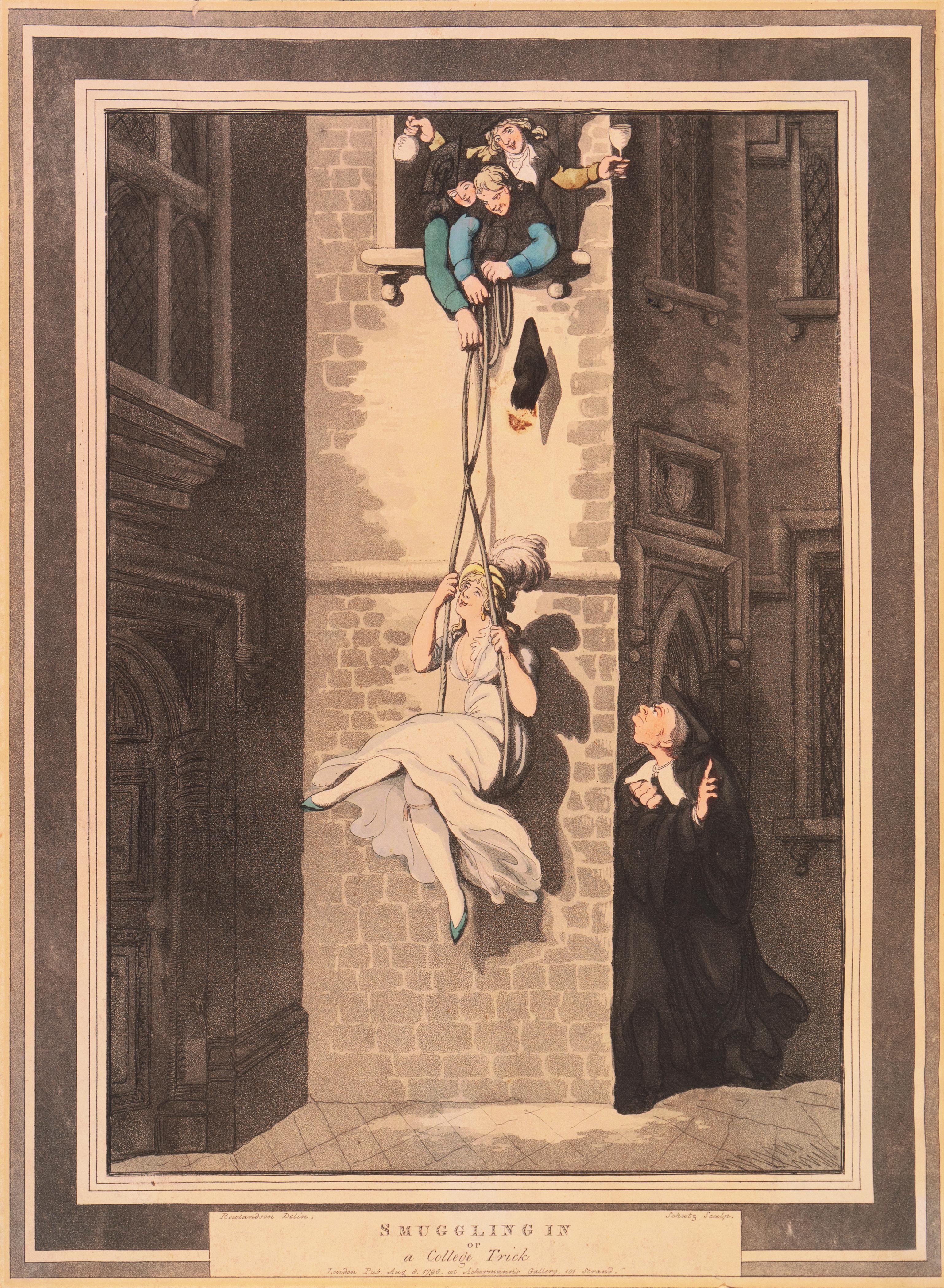 'A College Trick', English Satirist, London's Royal Academy, Comedic, Benezit - Print by Thomas Rowlandson