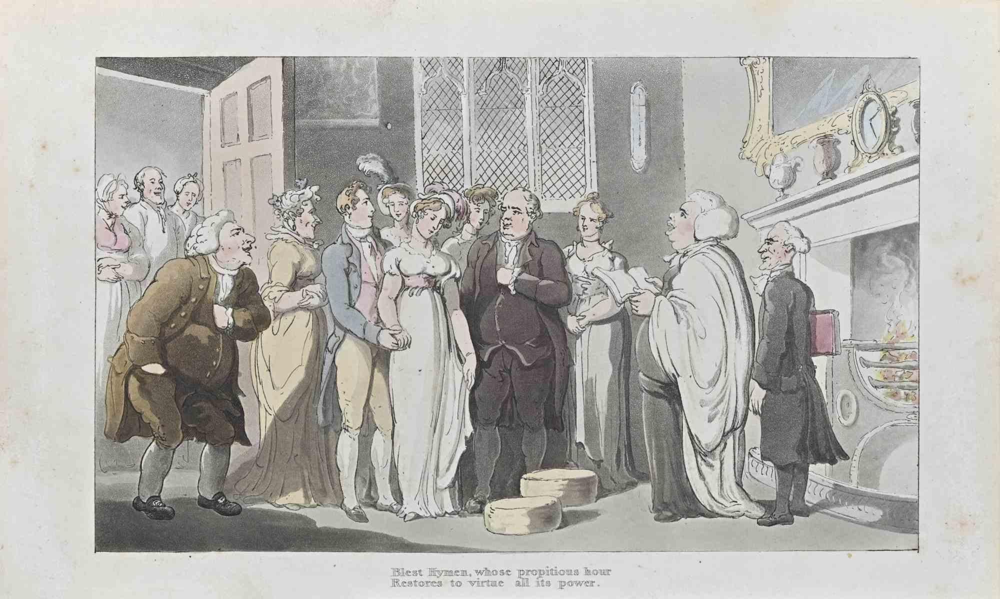 Biest Hymen, Whose Propitious Hour Restore - Etching by Thomas Rowlandson - 1817