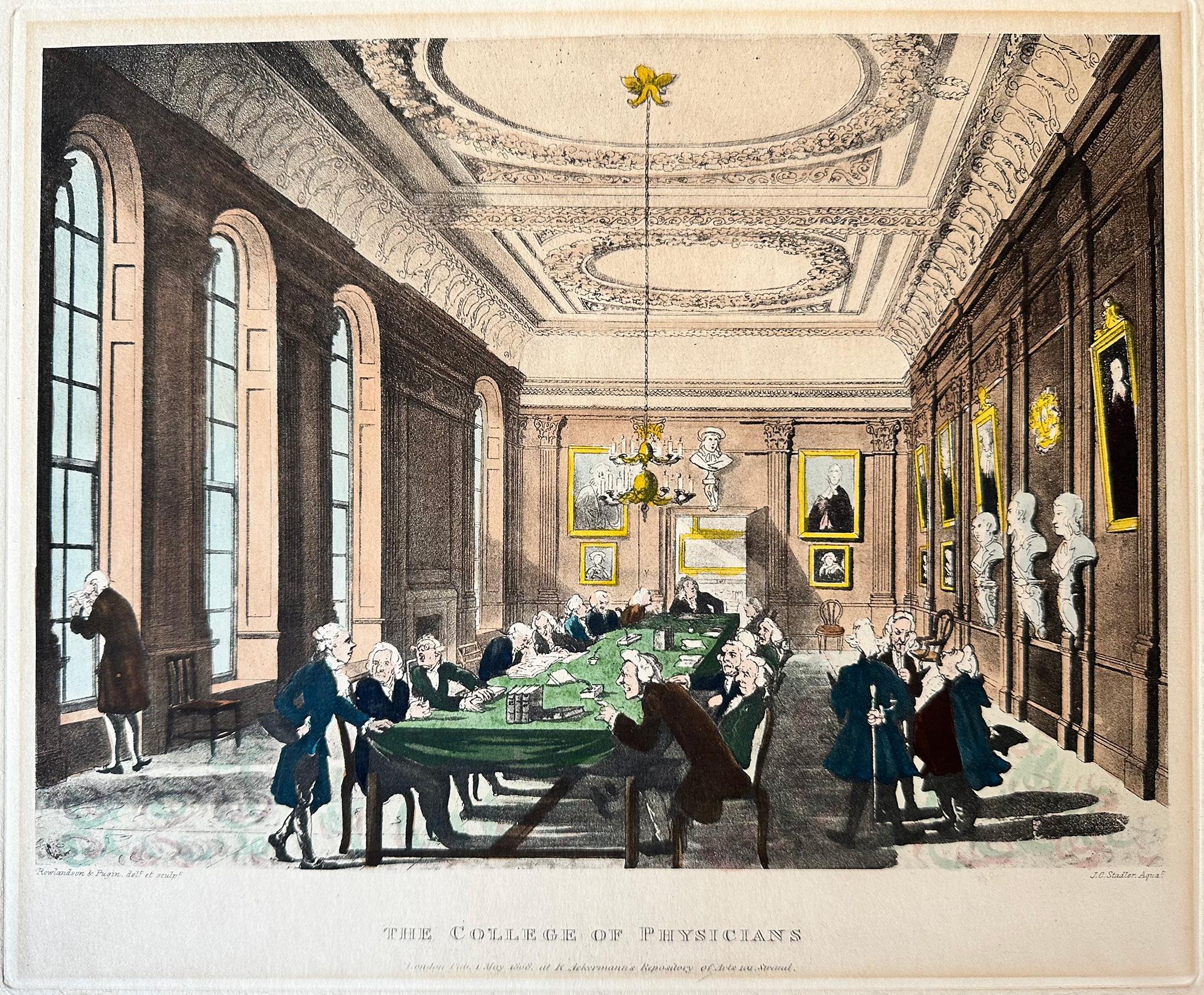 Thomas Rowlandson Interior Print – College of Physicians, aus Ackermanns „Microcosm of London“