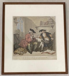 Edward Williams "A College Scene" After Thomas Rowlandson Color Engraving C.1787