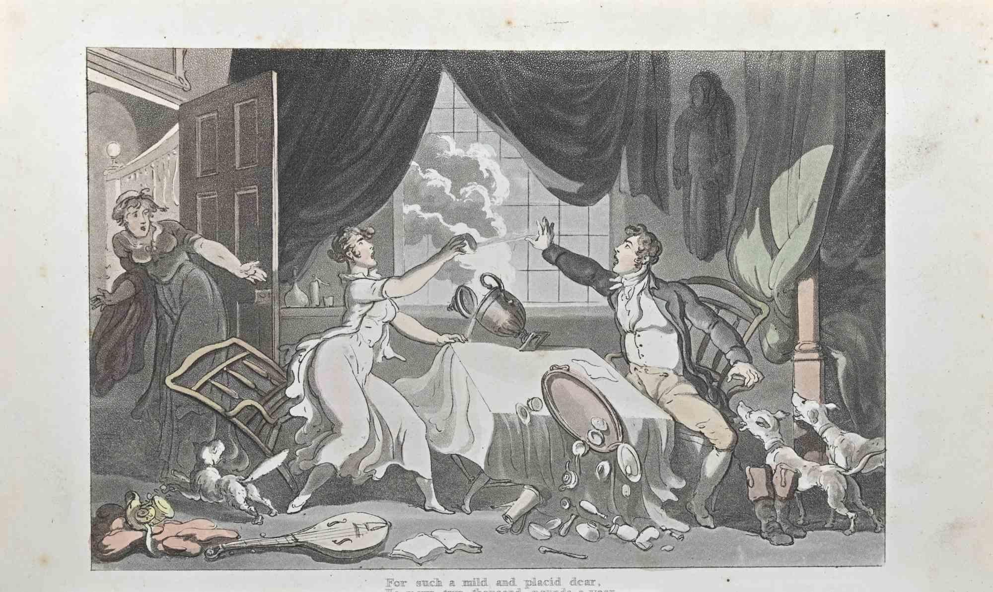 Pour un cher si Mild and Placid Dear - eau-forte de Thomas Rowlandson - 1817
