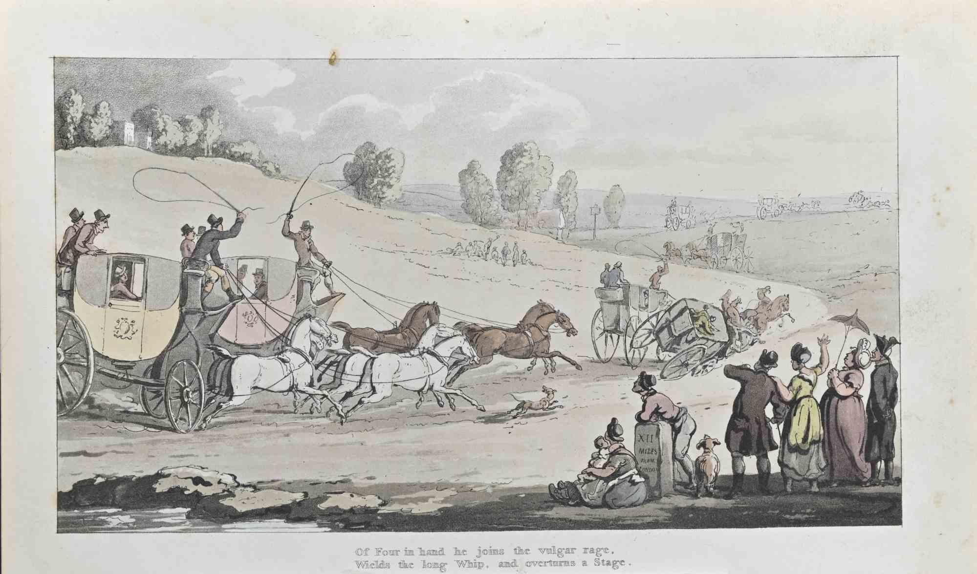 Di Four Hands in mano si unisce alla rabbia volgare - Acquaforte di Thomas Rowlandson - 1817