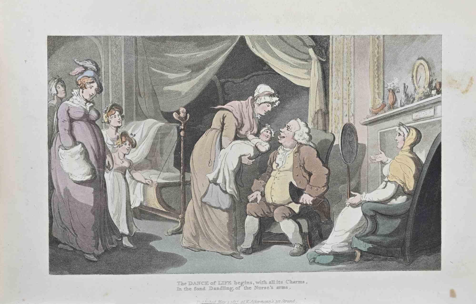 The Dance of Life Begins - Etching by Thomas Rowlandson - 1817
