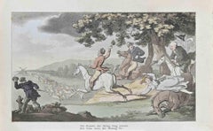 The Hounds the Flying Stag Pursue - Etching by Thomas Rowlandson - 1817
