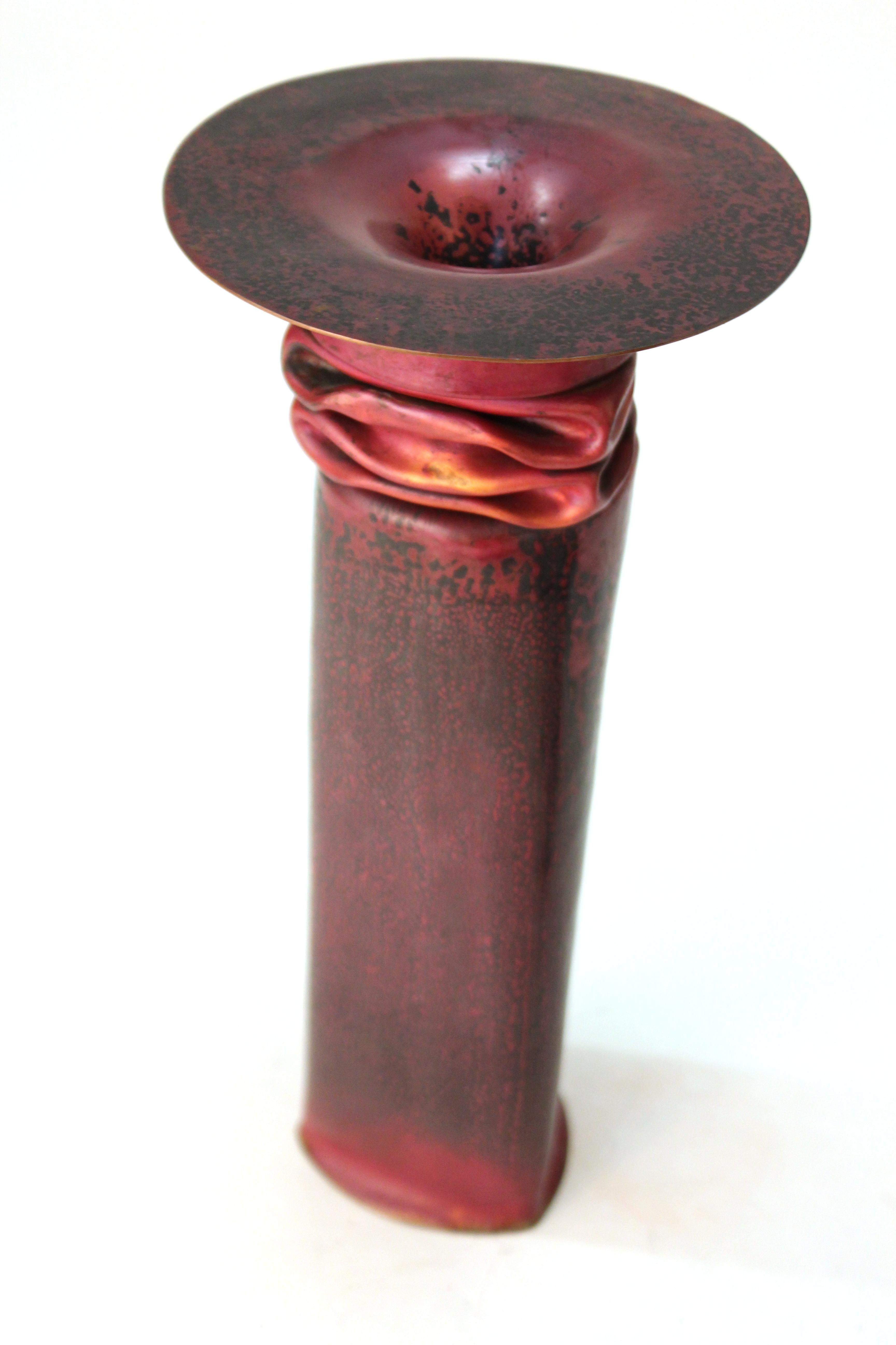 Thomas Roy Markusen American Modernist Candleholders in Red Patina For Sale 4