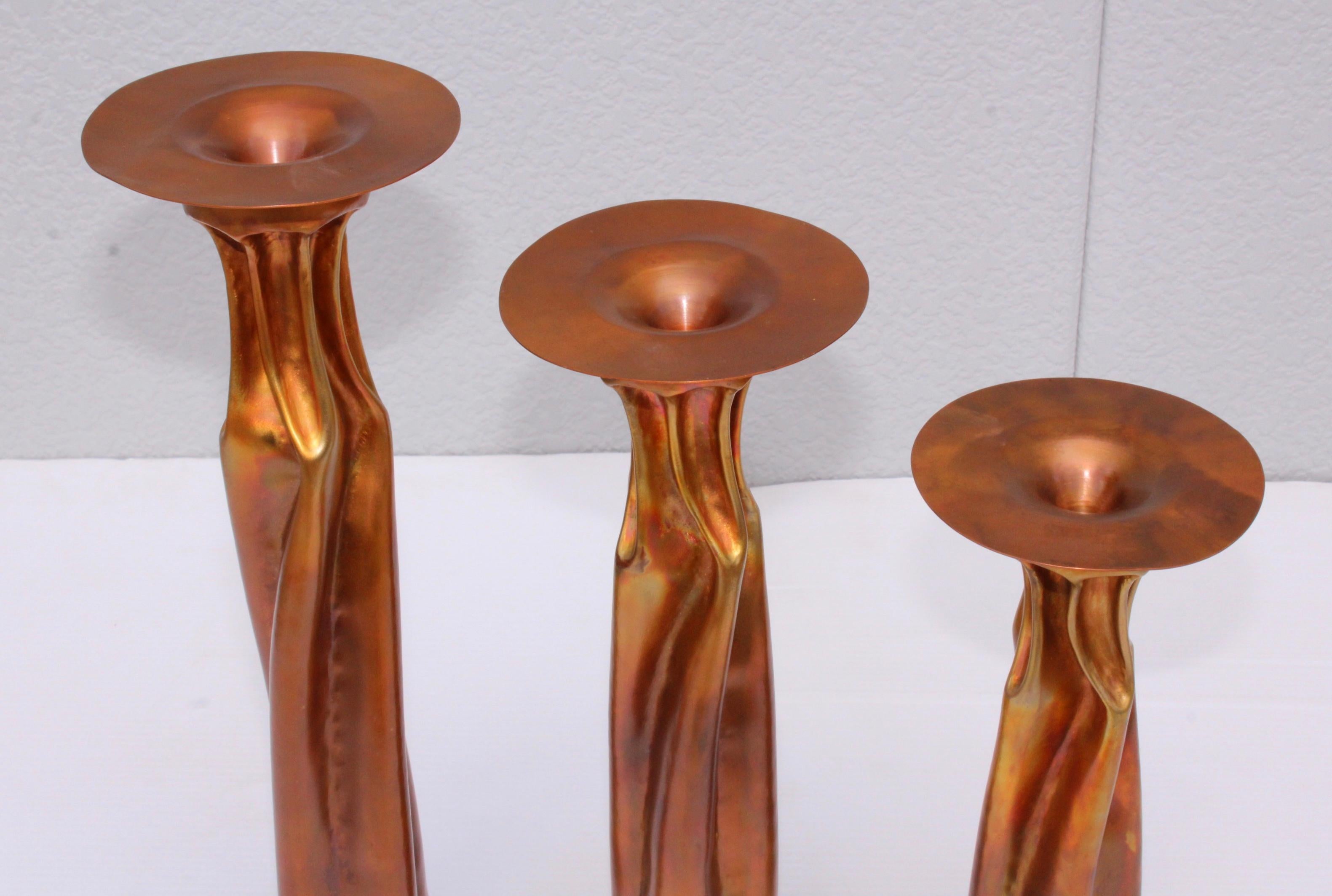 Late 20th Century Thomas Roy Markusen Brutalist Candleholders For Sale