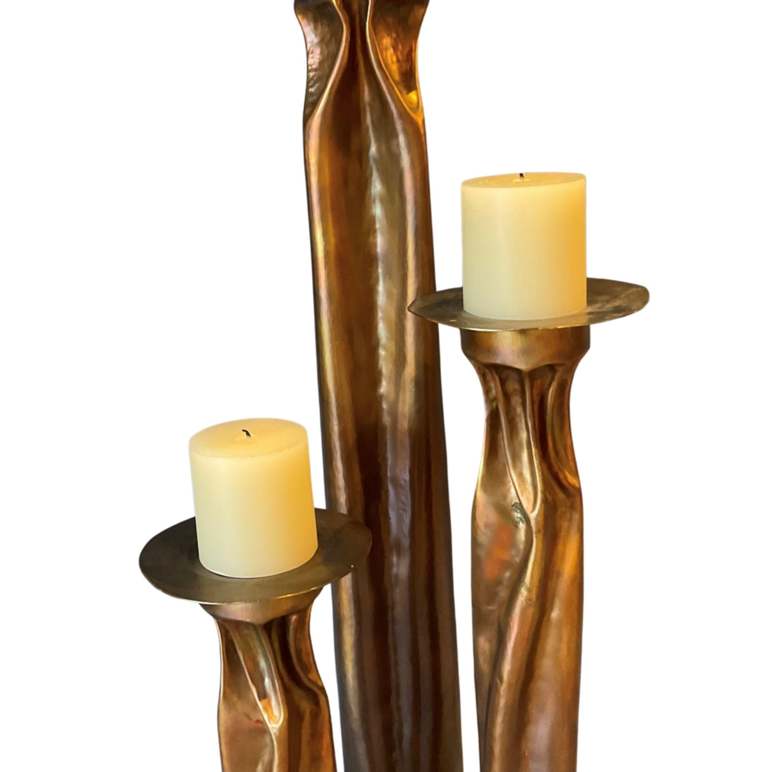 Thomas Roy Markusen Set of 3 Copper Candle Holders For Sale 1