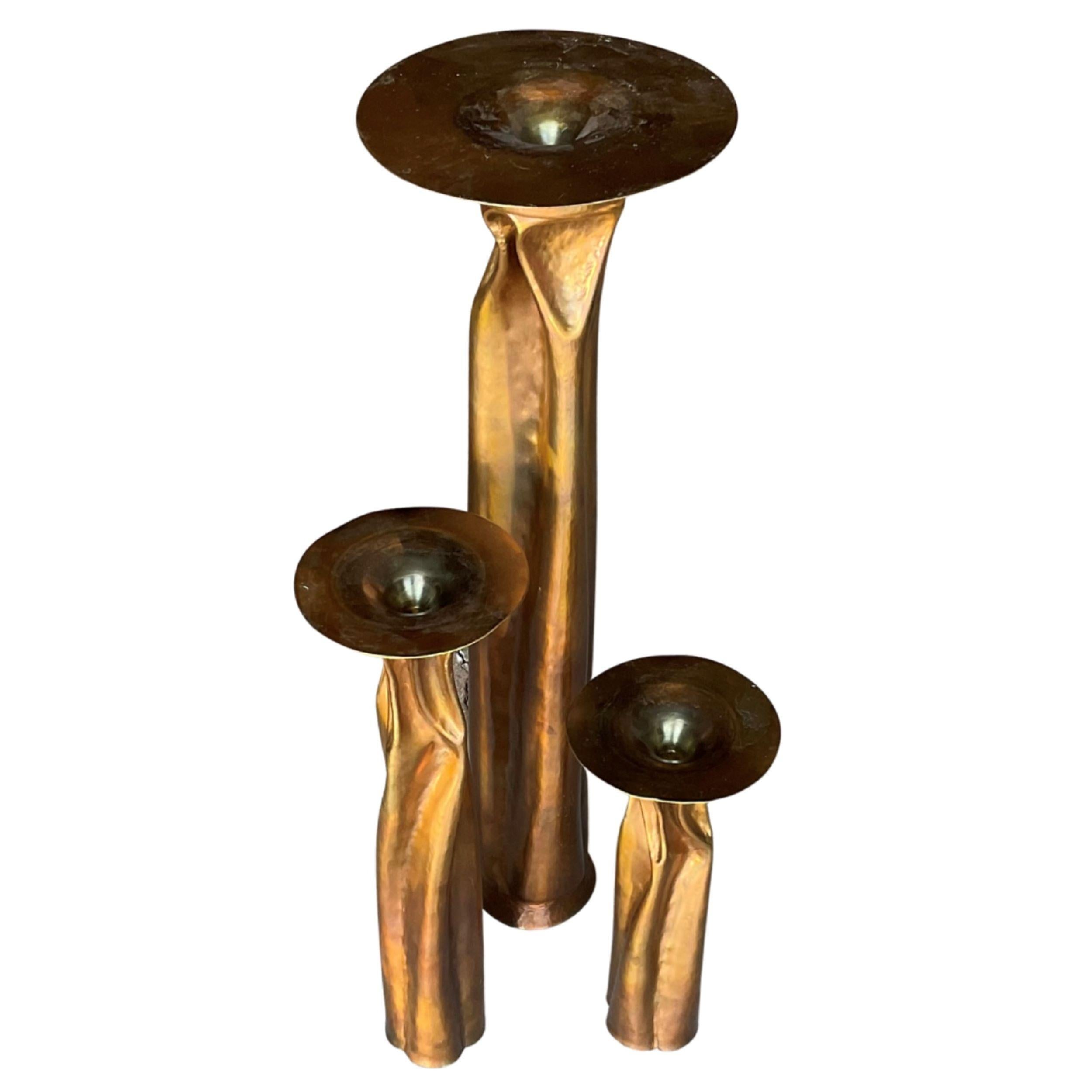 Thomas Roy Markusen Set of 3 Copper Candle Holders For Sale 3