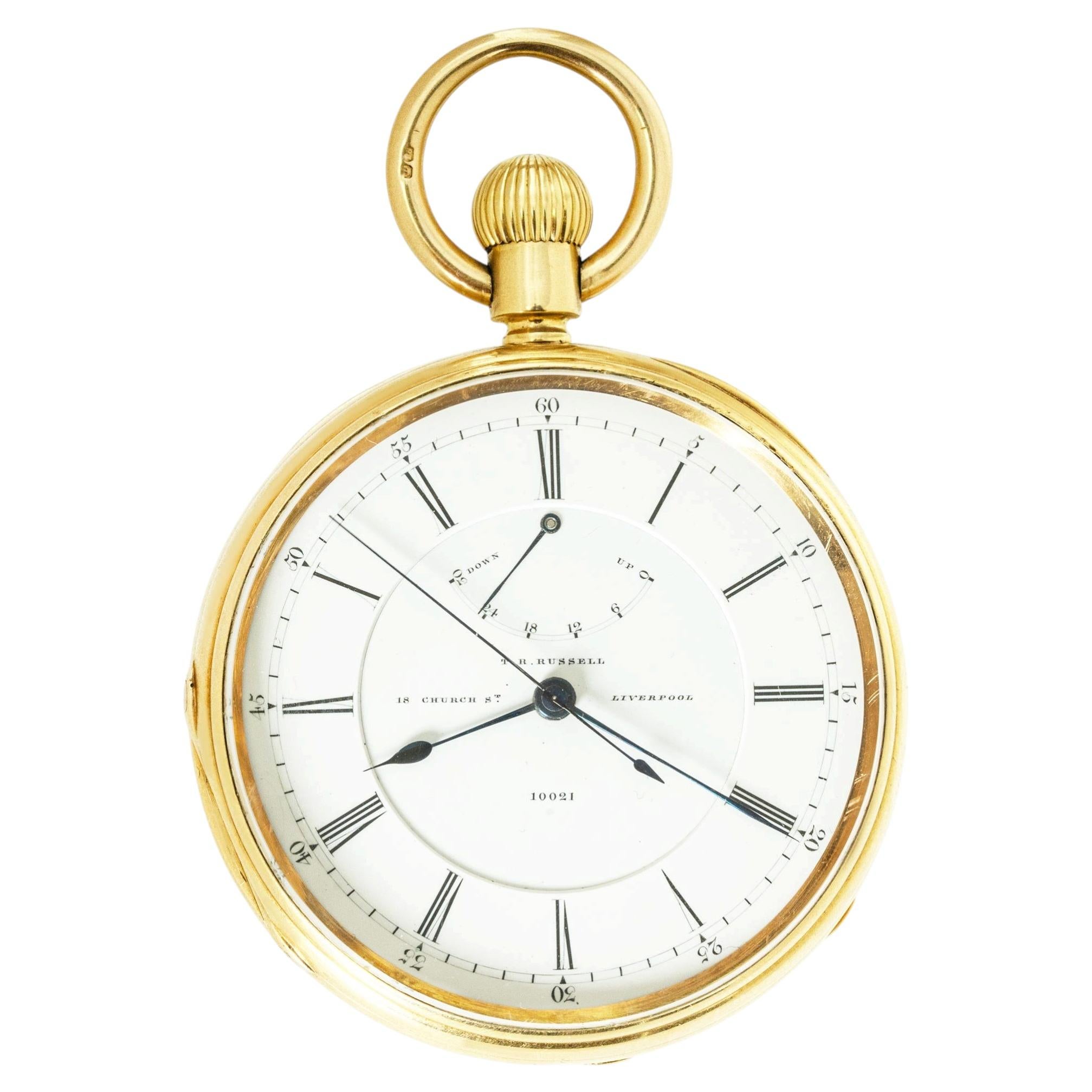 Thomas Russell Liverpool. A Gold Keyless Fusee Up & Down Watch C1906 For Sale