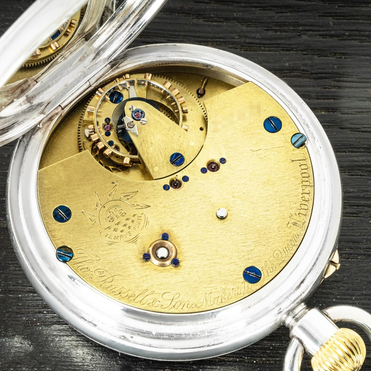 Thomas Russell & Son. A Rare Silver Karrusel Pocket Watch C1939 en venta 2