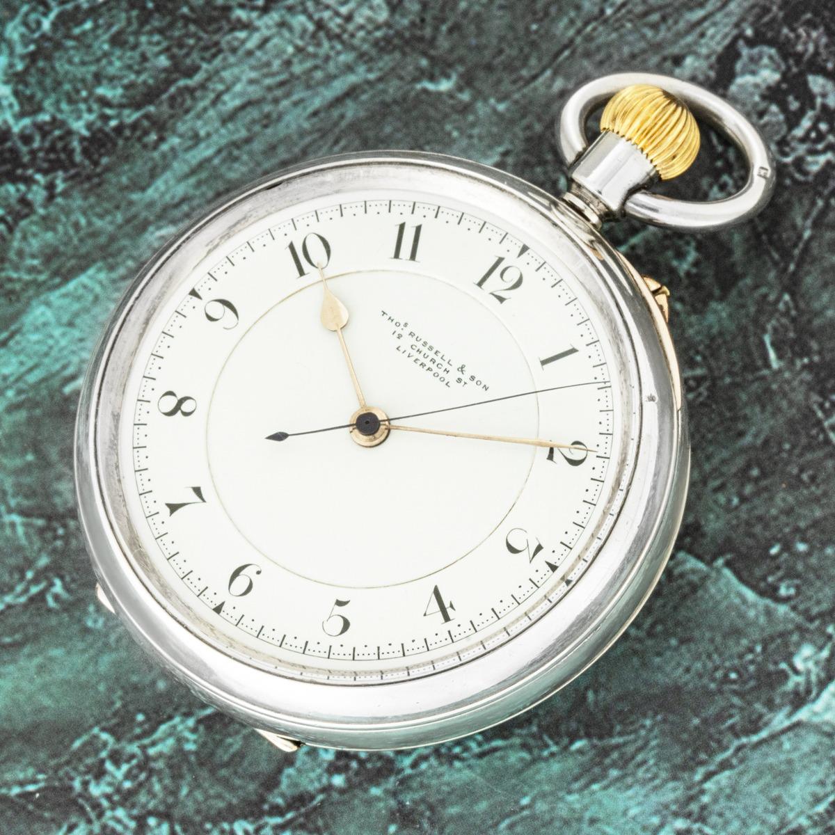 Thomas Russell & Son. A Rare Silver Karrusel Pocket Watch C1939 en venta 4