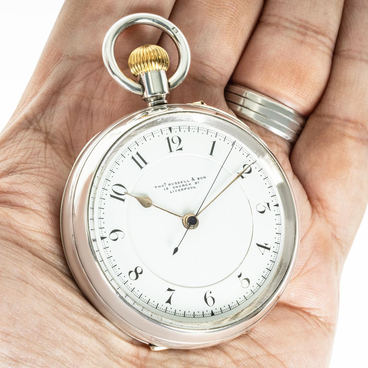 Thomas Russell & Son. A Rare Silver Karrusel Pocket Watch C1939 en venta 5