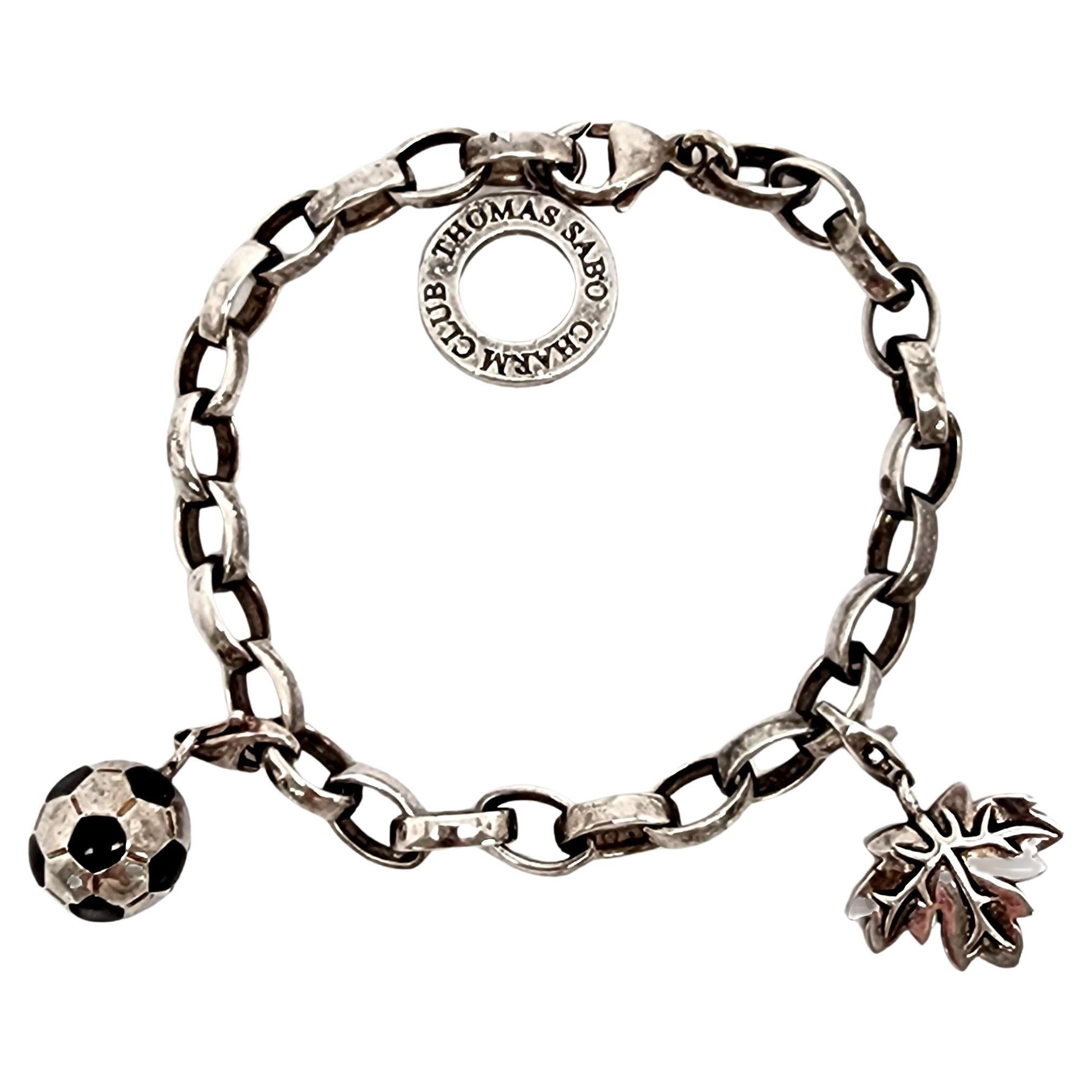 Thomas Sabo Charm Club SS Bracelet with Soccer Ball and Leaf Charms #14459