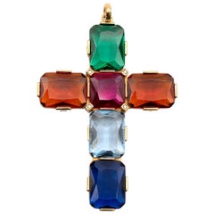 Thomas Sabo Pendentif grande croix multicolore