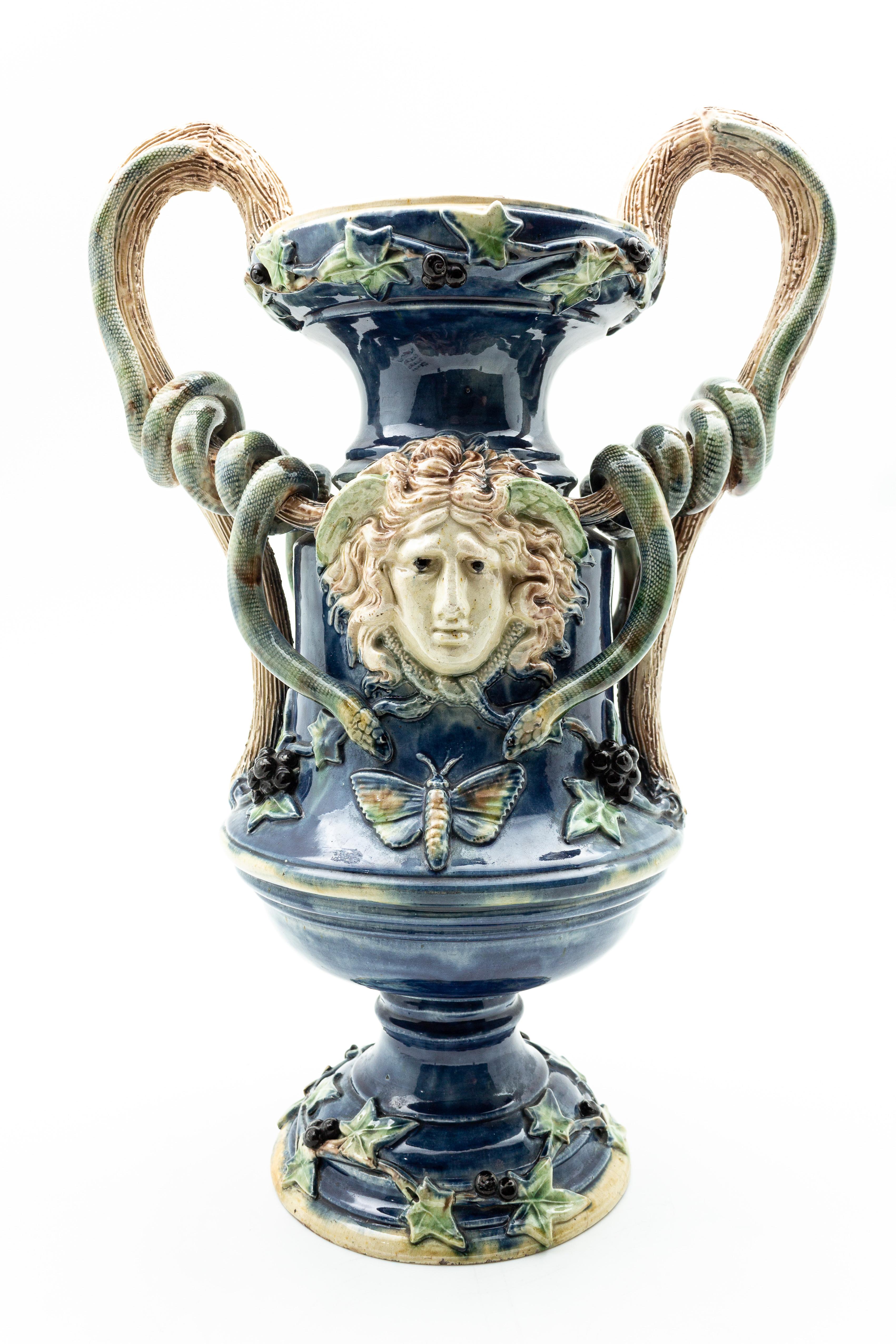 Napoleon III Thomas Sargent Majolica Palissy Vase