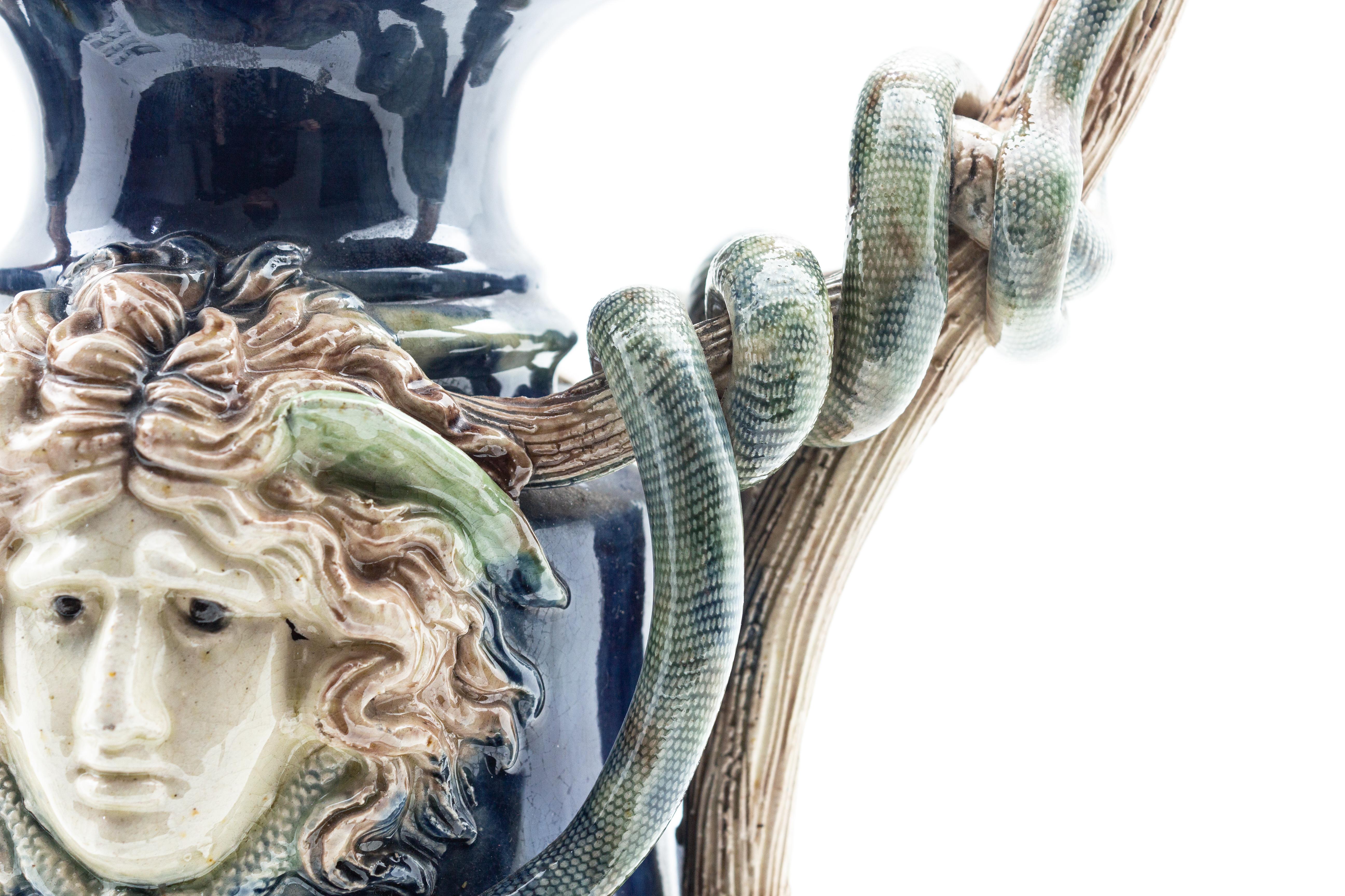 French Thomas Sargent Majolica Palissy Vase