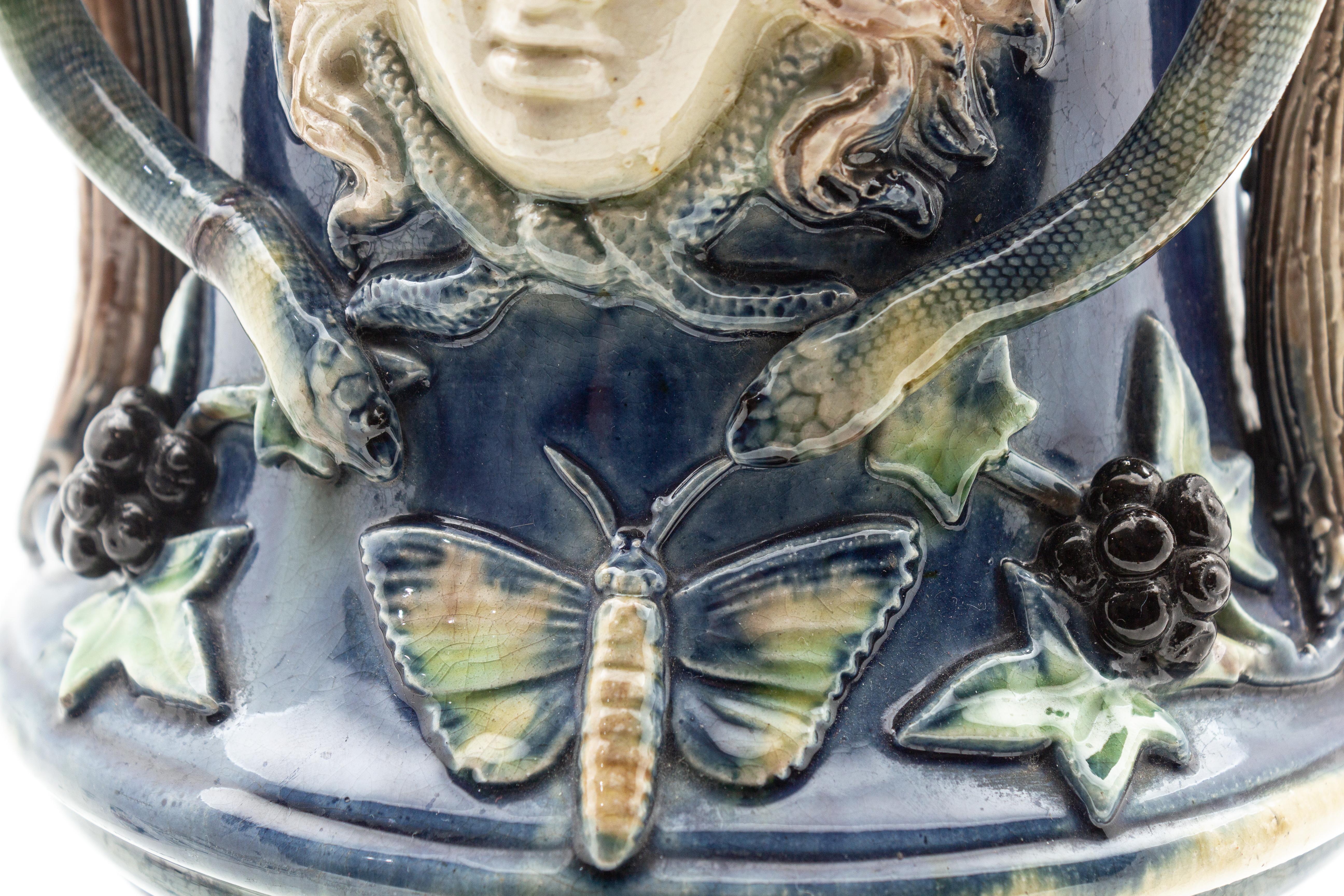 Thomas Sargent Majolica Palissy Vase In Good Condition In New York, NY