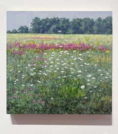 16. August: Plein-Air-Landschaft Ölgemälde auf Leinwand von Wildblumen im Feld
