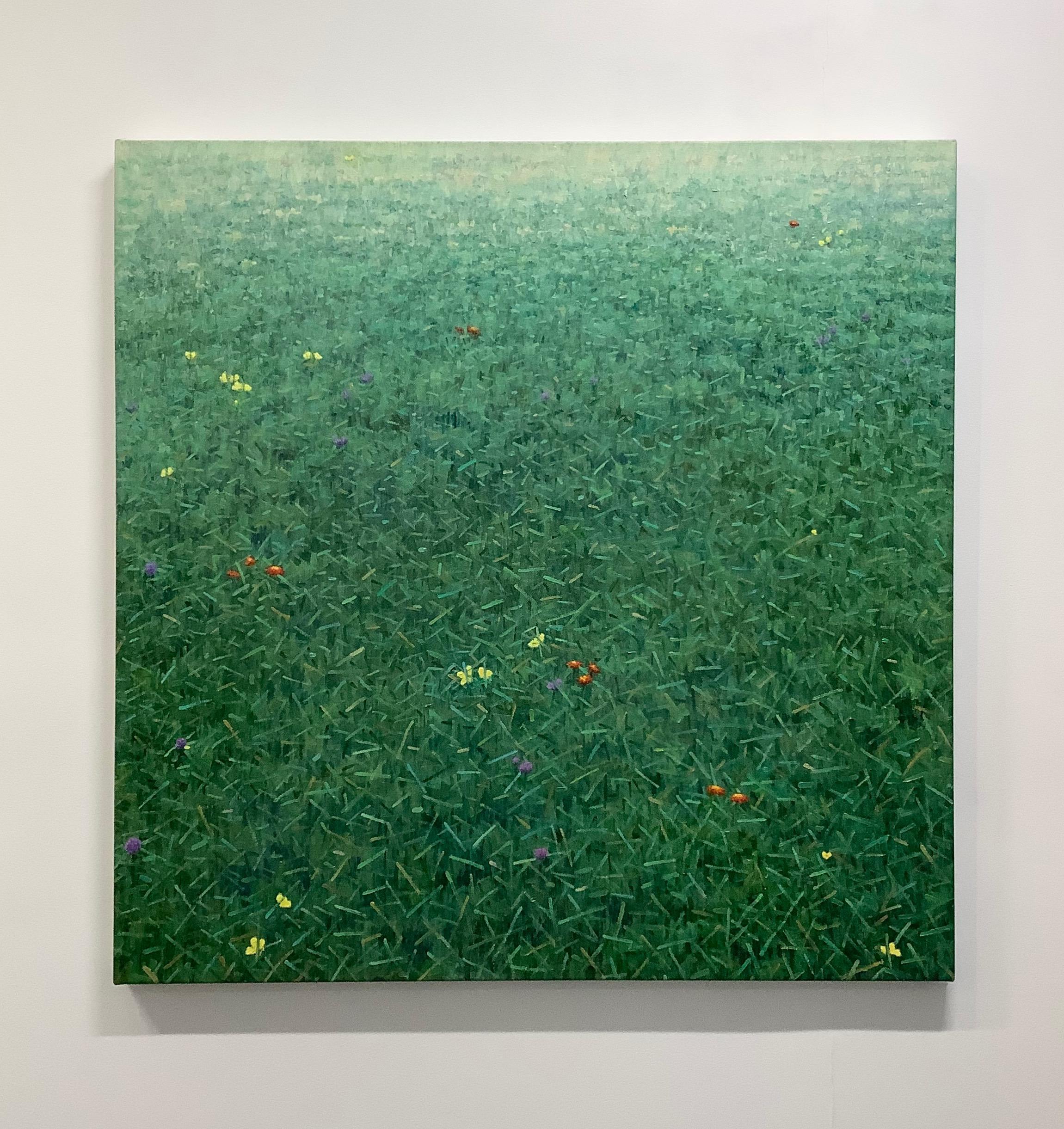 Comunidad - Pintura al óleo Paisaje Flores Jardín Botánico Verde, 2019 - Painting de Thomas Sarrantonio