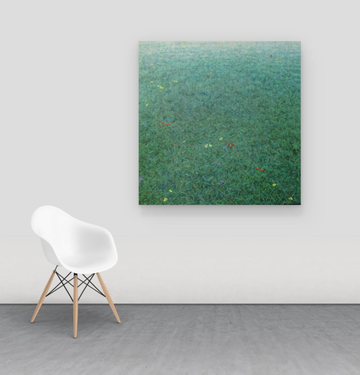 Comunidad - Pintura al óleo Paisaje Flores Jardín Botánico Verde, 2019 - Painting Contemporáneo de Thomas Sarrantonio