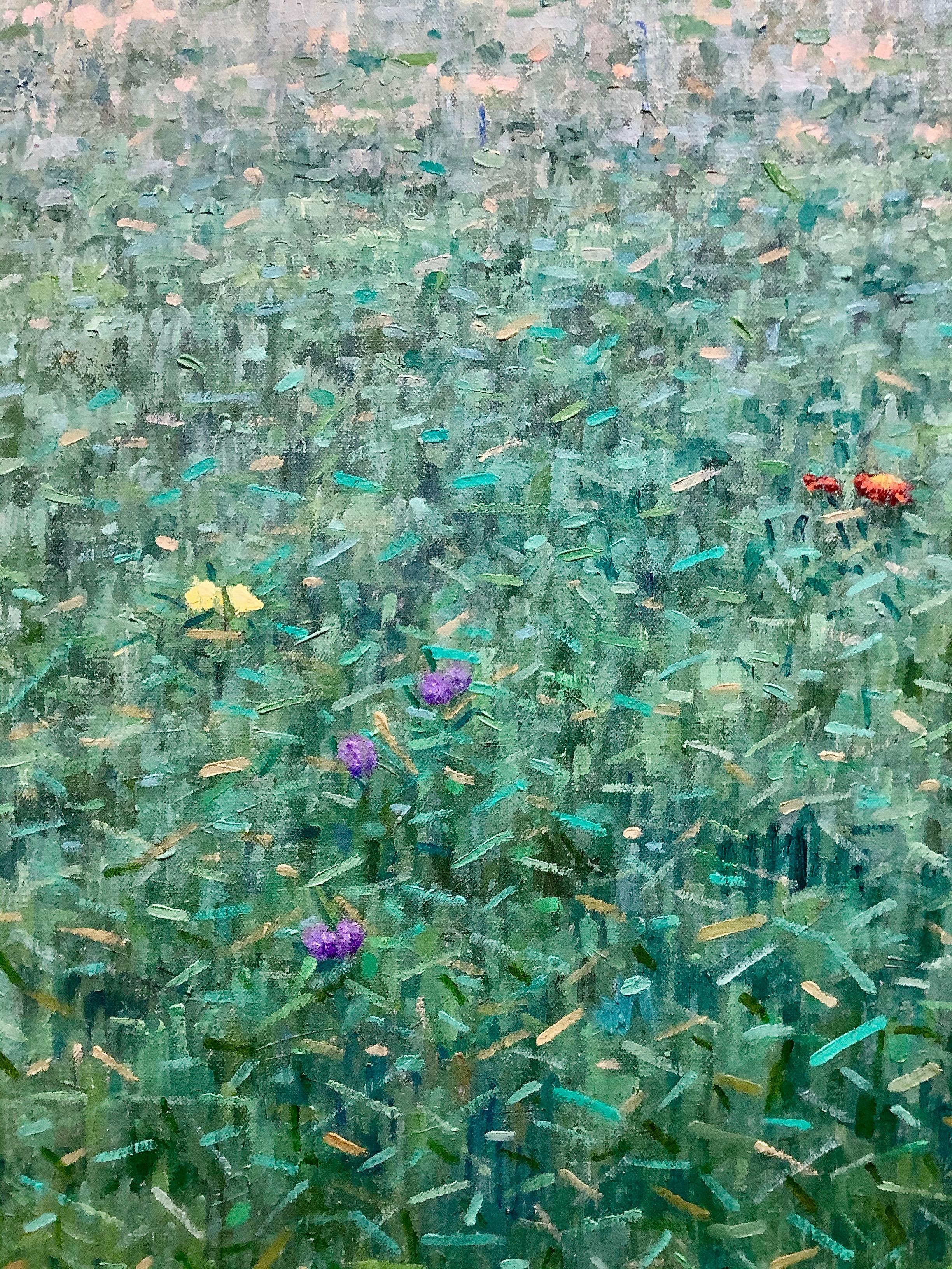 Comunidad - Pintura al óleo Paisaje Flores Jardín Botánico Verde, 2019 en venta 1