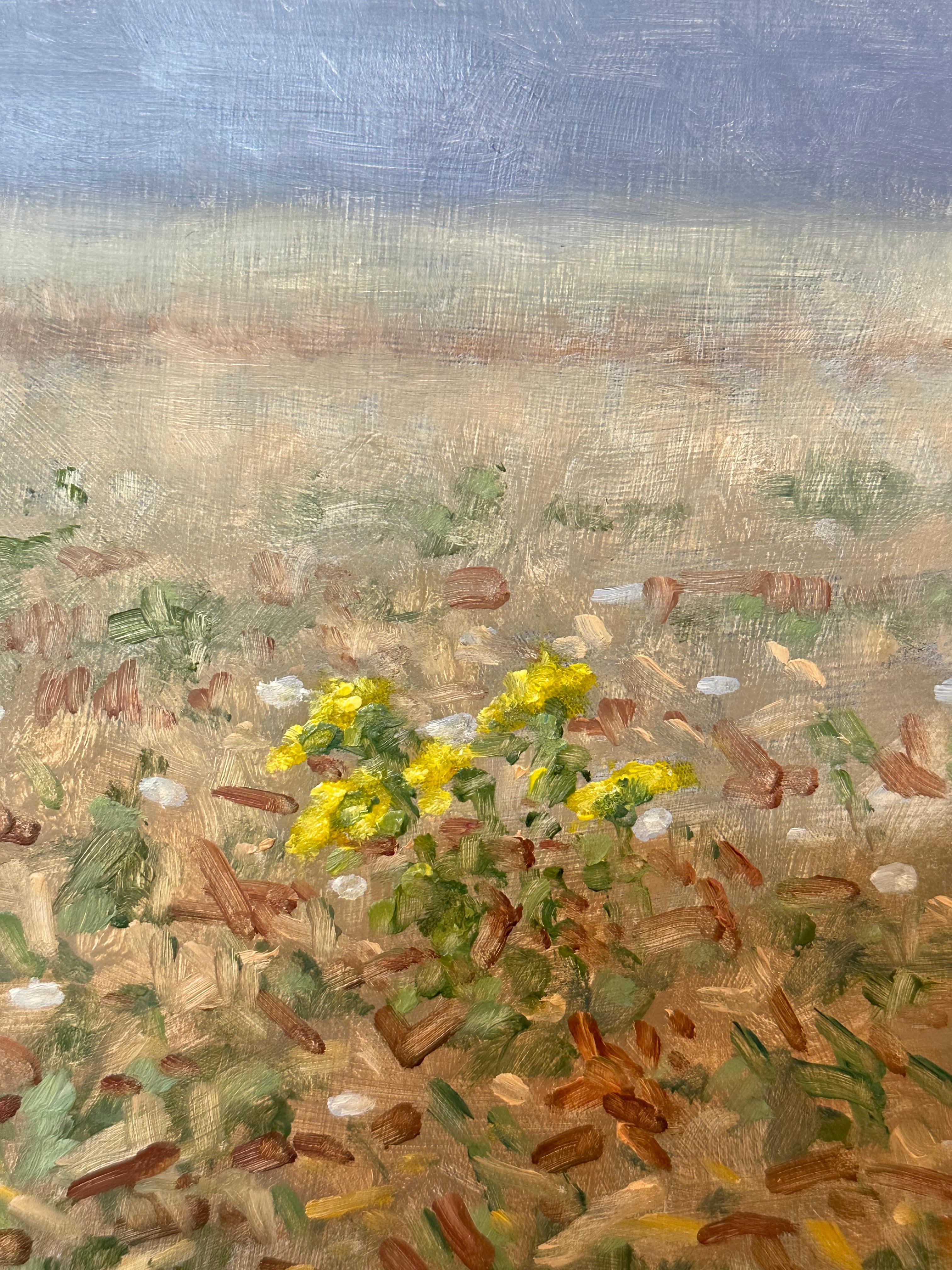 Pintura de campo 1 de agosto - Paisaje contemporáneo Pintura al óleo Flores, 2024 en venta 2