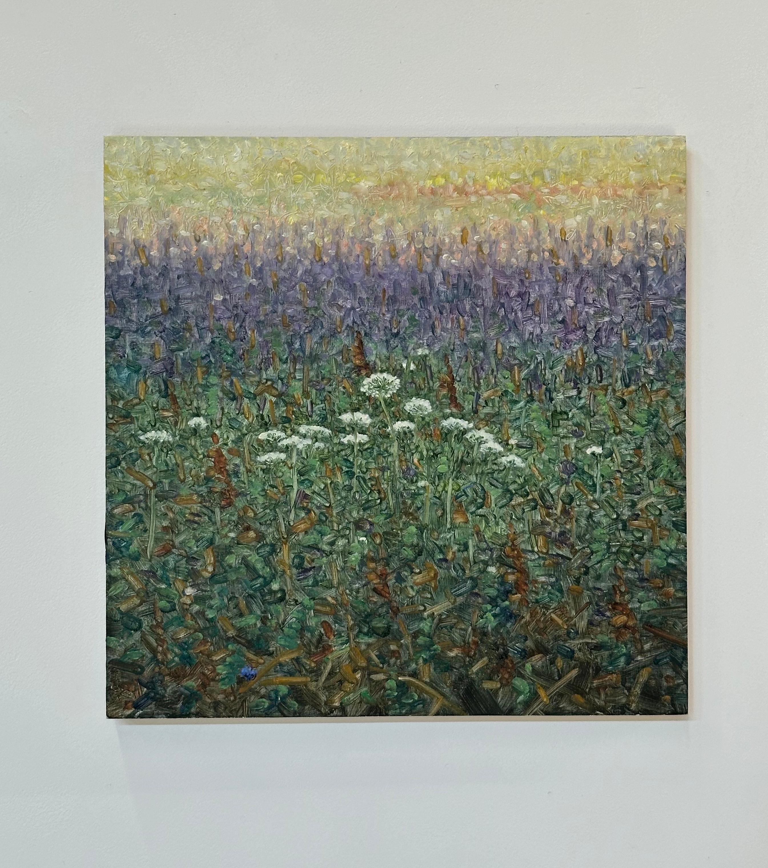 Pintura de campo 2 de agosto - Pintura de paisaje contemporáneo Flores lilas, 2022 - Painting de Thomas Sarrantonio