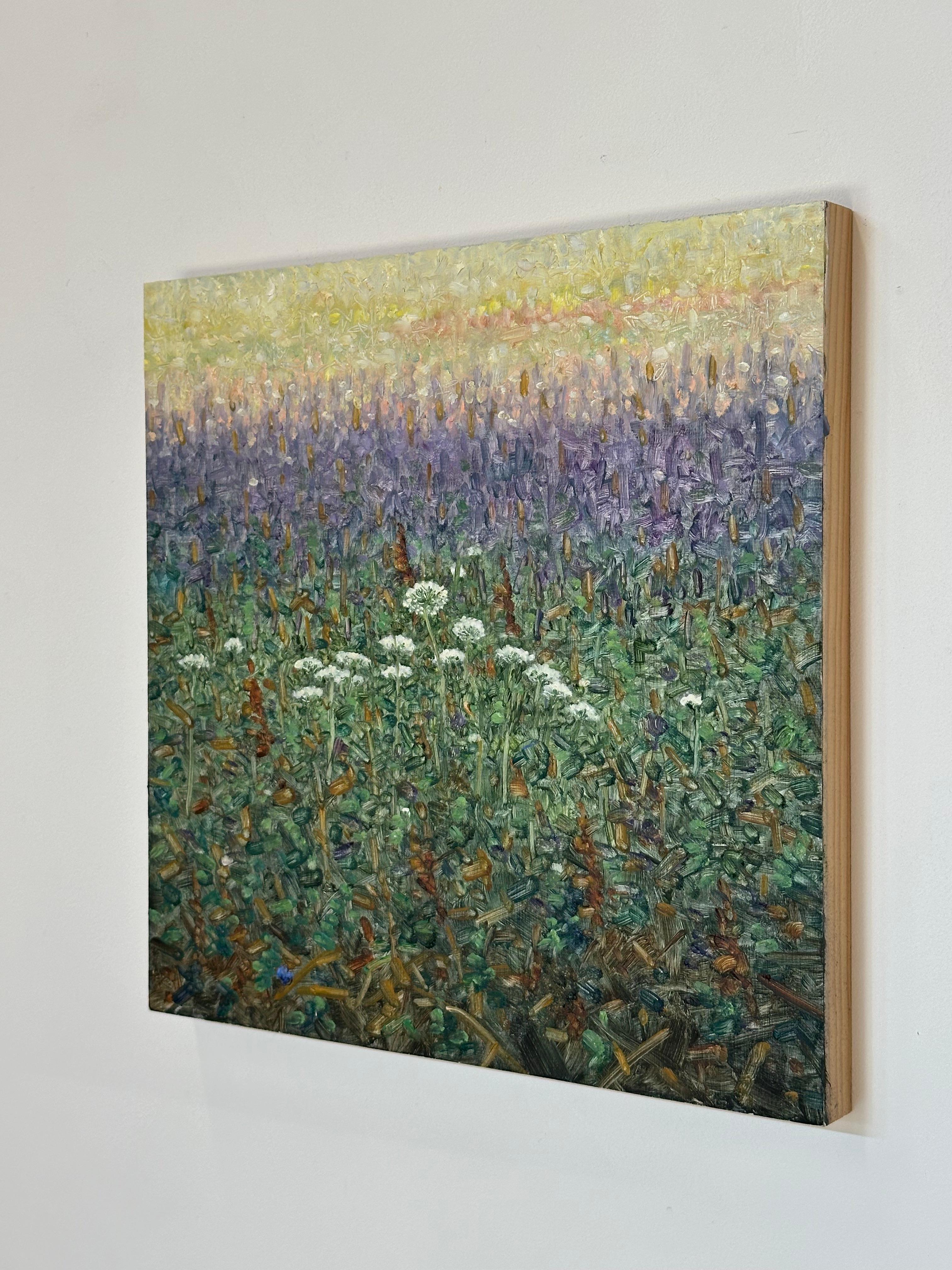 Pintura de campo 2 de agosto - Pintura de paisaje contemporáneo Flores lilas, 2022 - Painting Contemporáneo de Thomas Sarrantonio