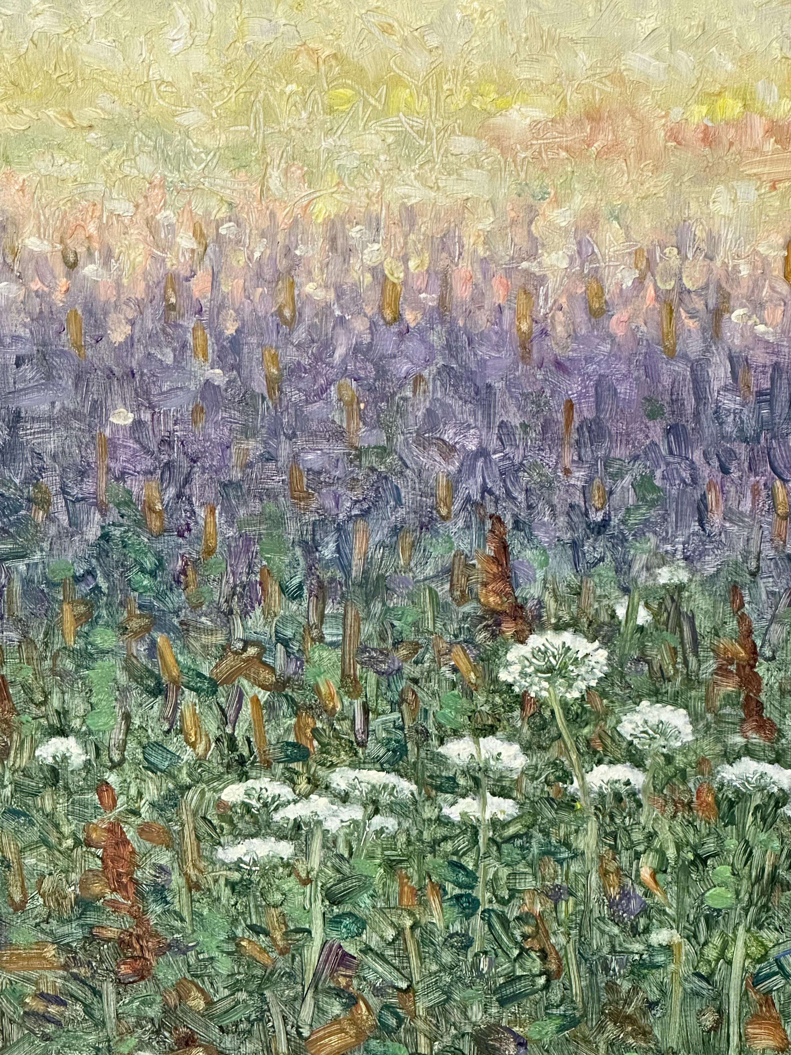 Pintura de campo 2 de agosto - Pintura de paisaje contemporáneo Flores lilas, 2022 1