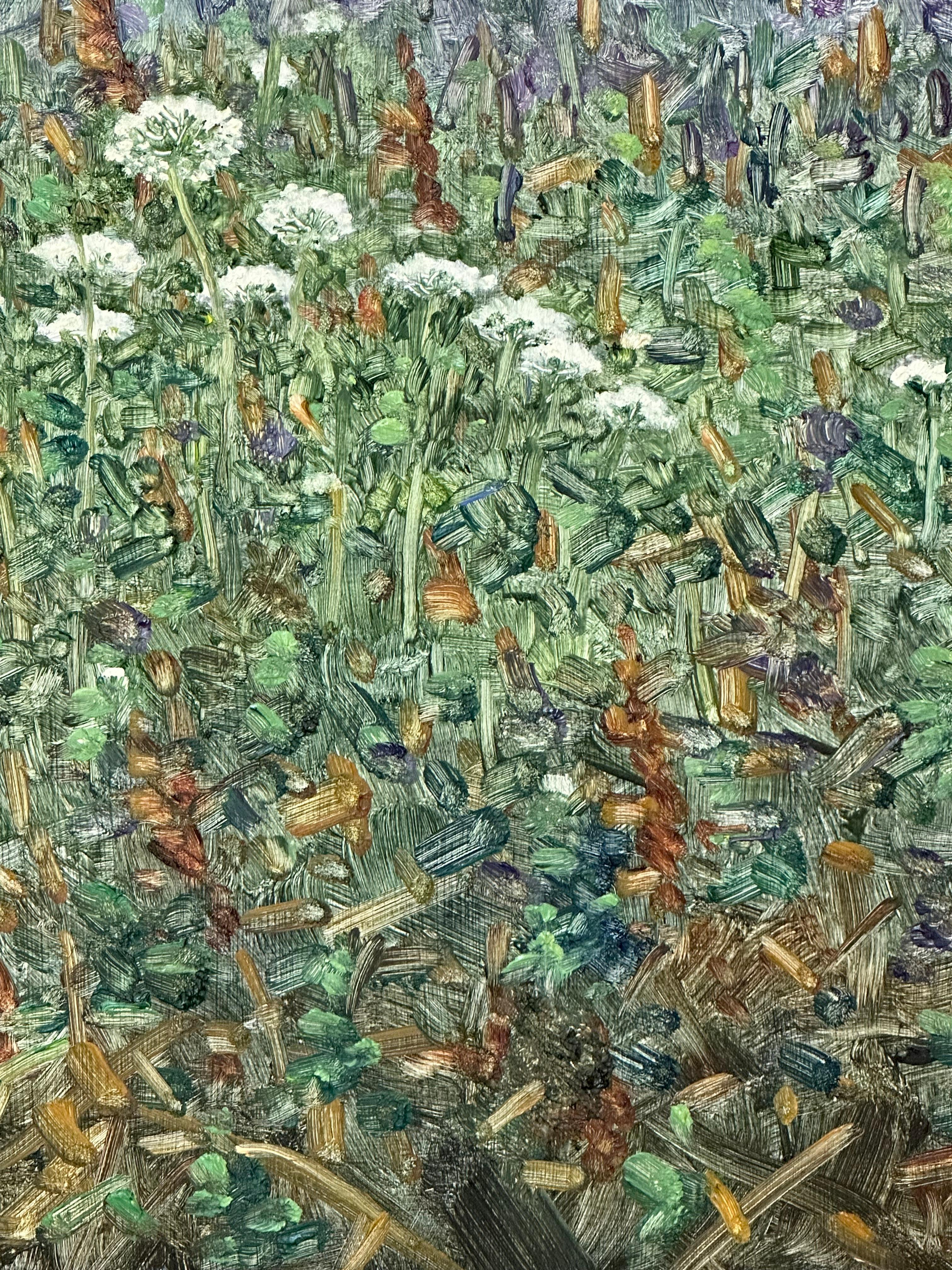 Pintura de campo 2 de agosto - Pintura de paisaje contemporáneo Flores lilas, 2022 2