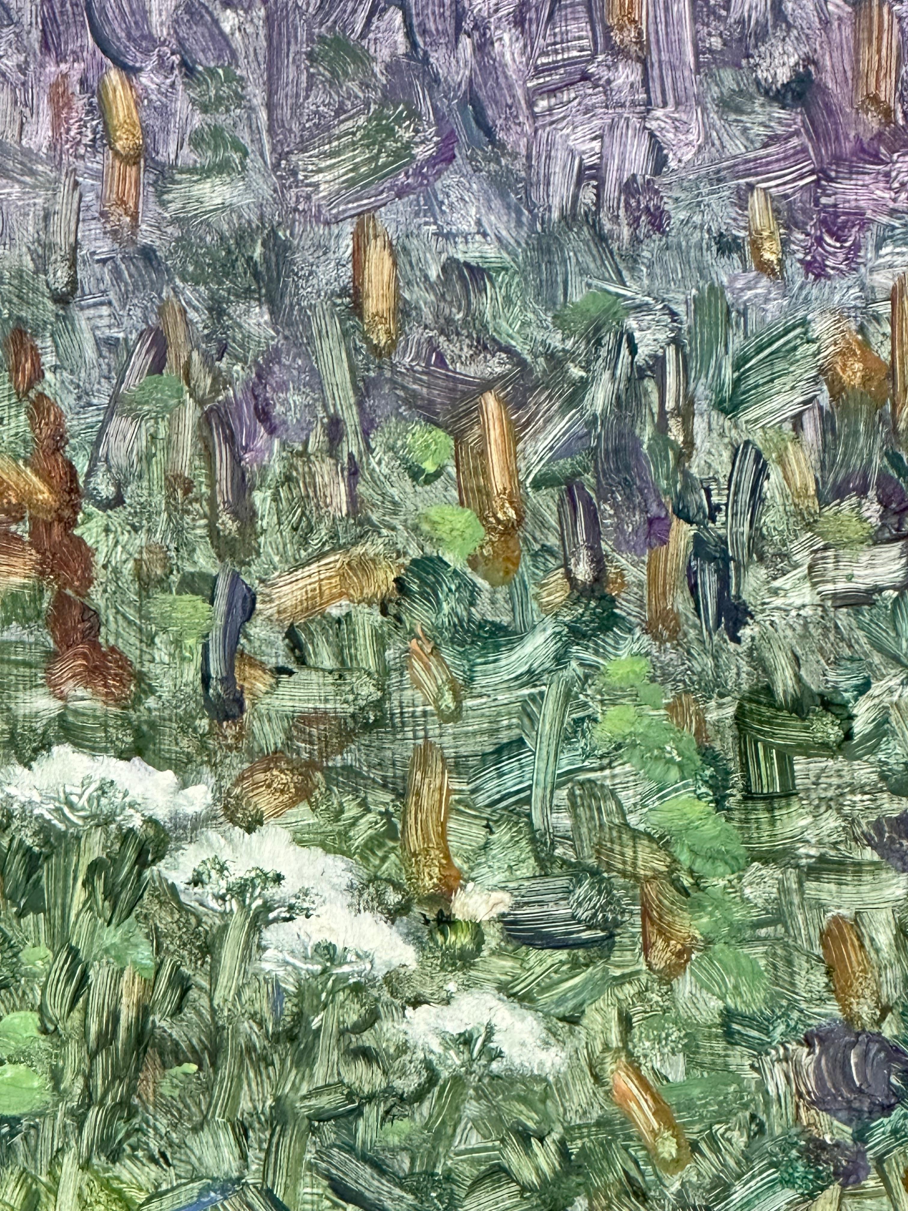 Pintura de campo 2 de agosto - Pintura de paisaje contemporáneo Flores lilas, 2022 3