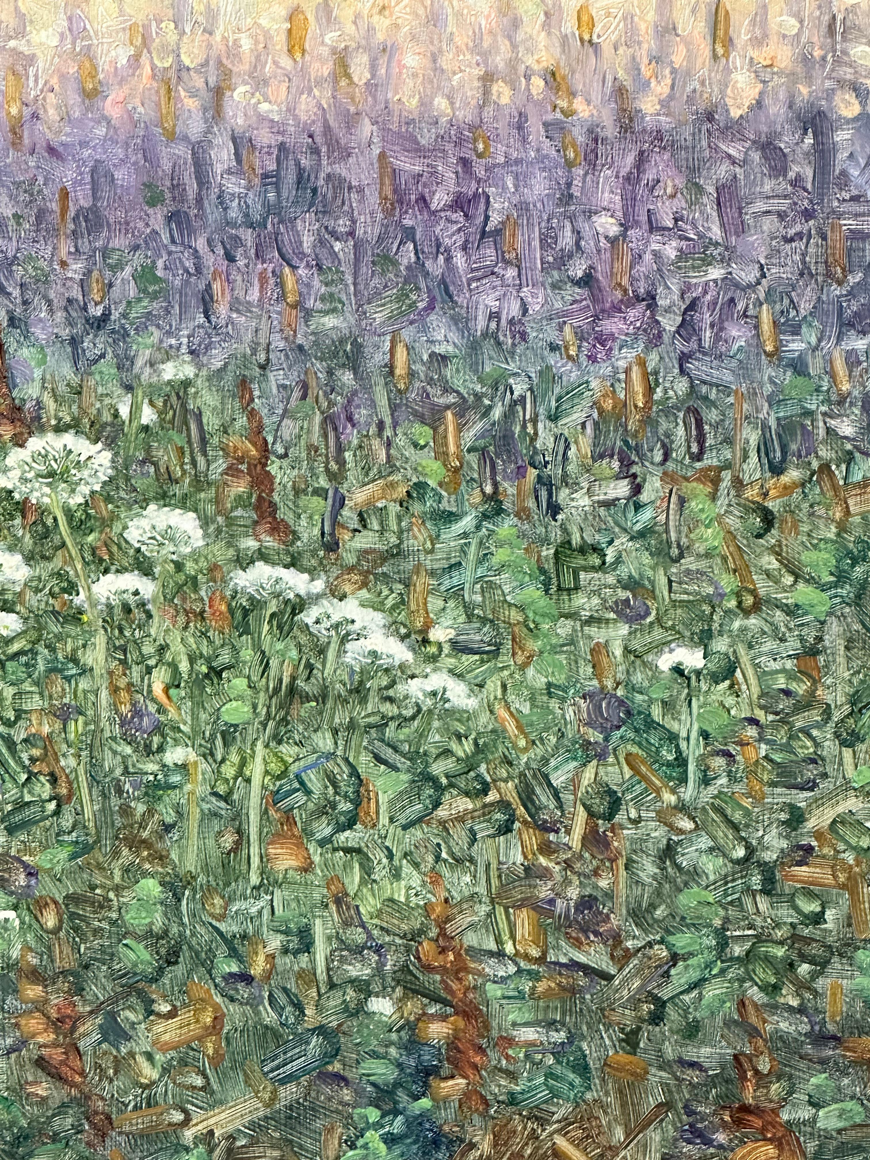 Pintura de campo 2 de agosto - Pintura de paisaje contemporáneo Flores lilas, 2022 4
