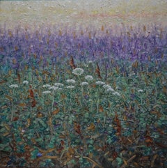Peinture de terrain 2 août - Peinture de paysage contemporaine Fleurs de lilas, 2022