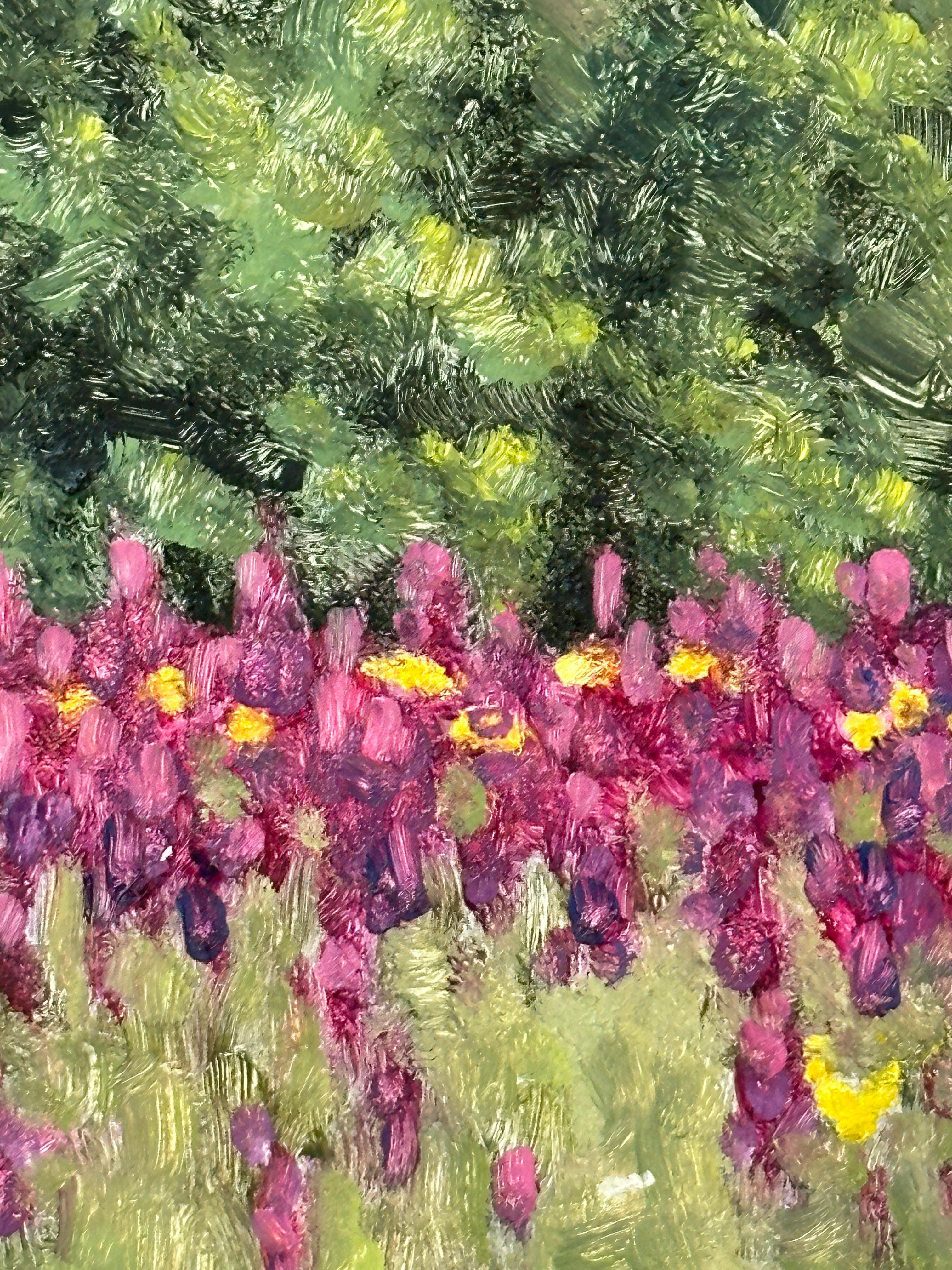 Field Painting August 21 - Contemporary Landscape Painting Purple Flowers, 2023 For Sale 4